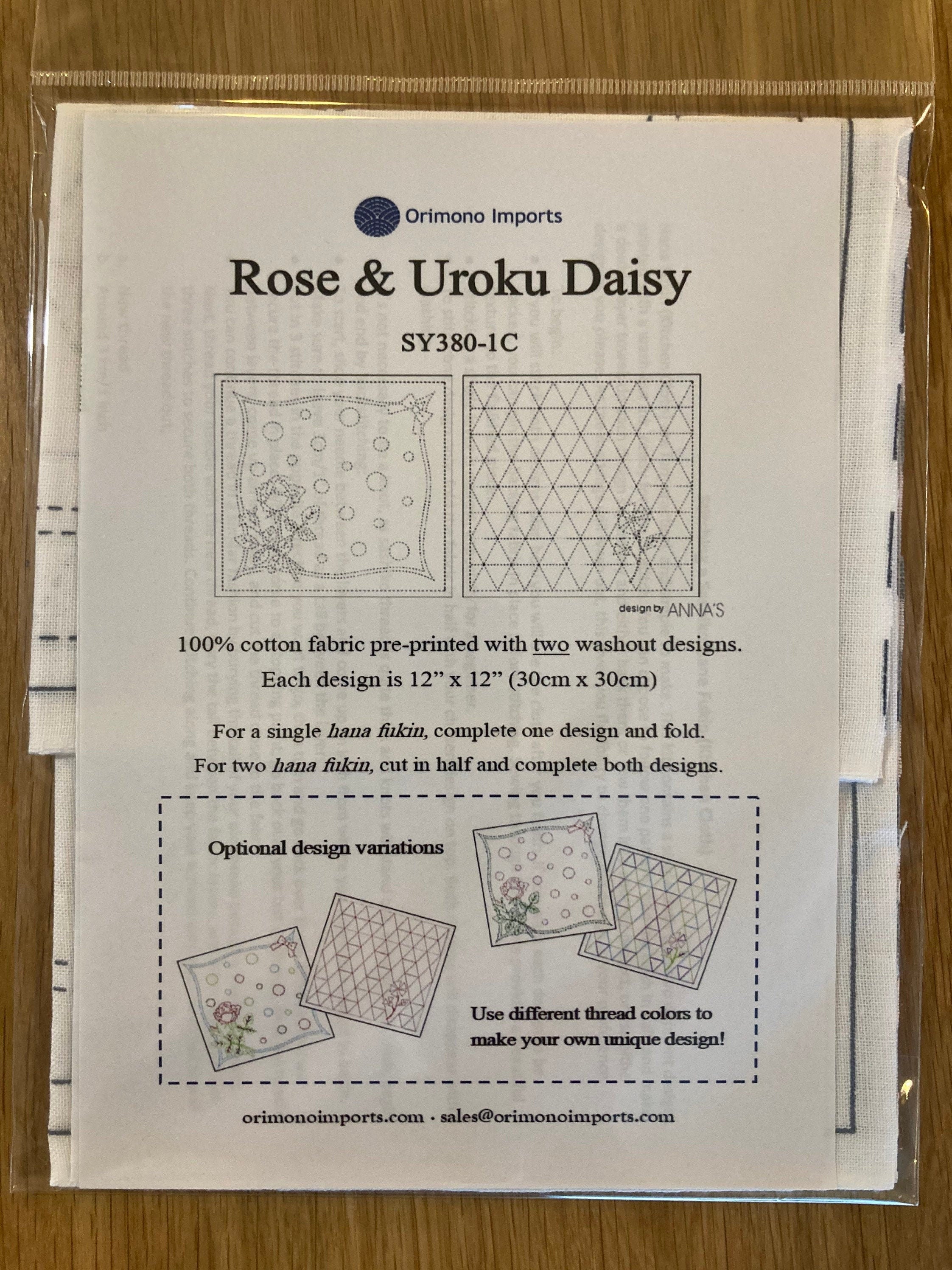 Orimono Imports - Rose Double Print Sashiko Hana Fukin Sampler Towel - White