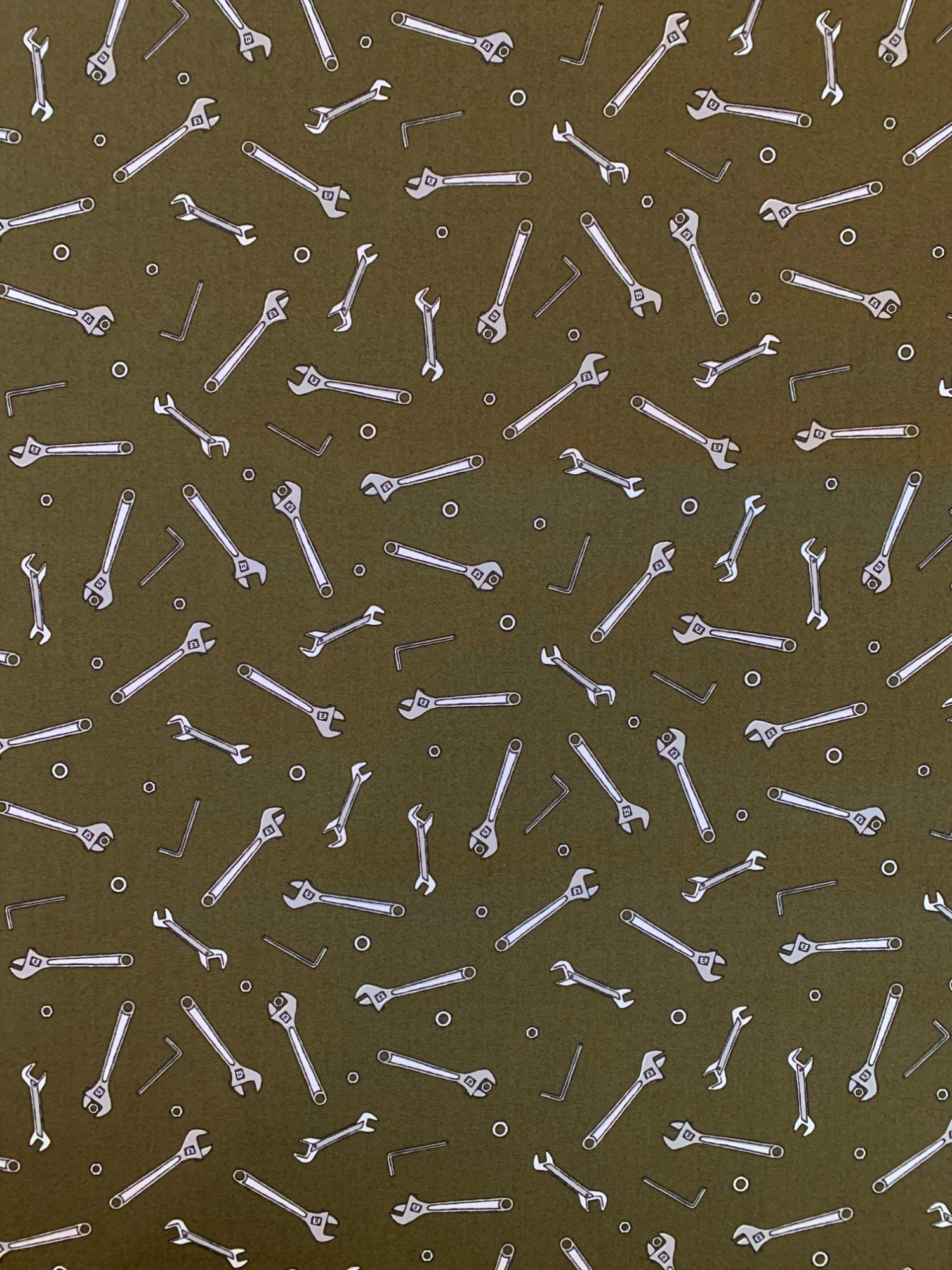 Sevenberry - SALE Wrenches Cotton Fabric - Olive Green