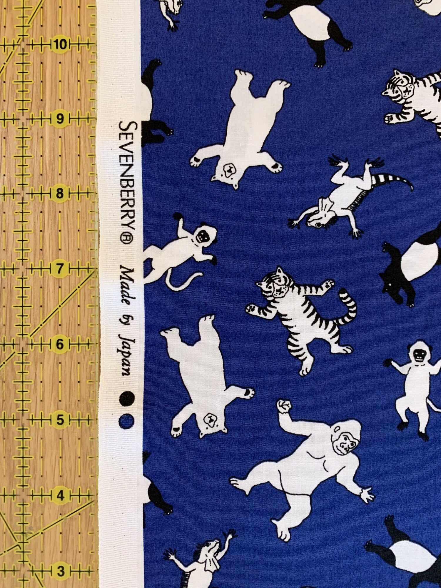 Sevenberry - SALE Dancing Animals Cotton Fabric - Blue