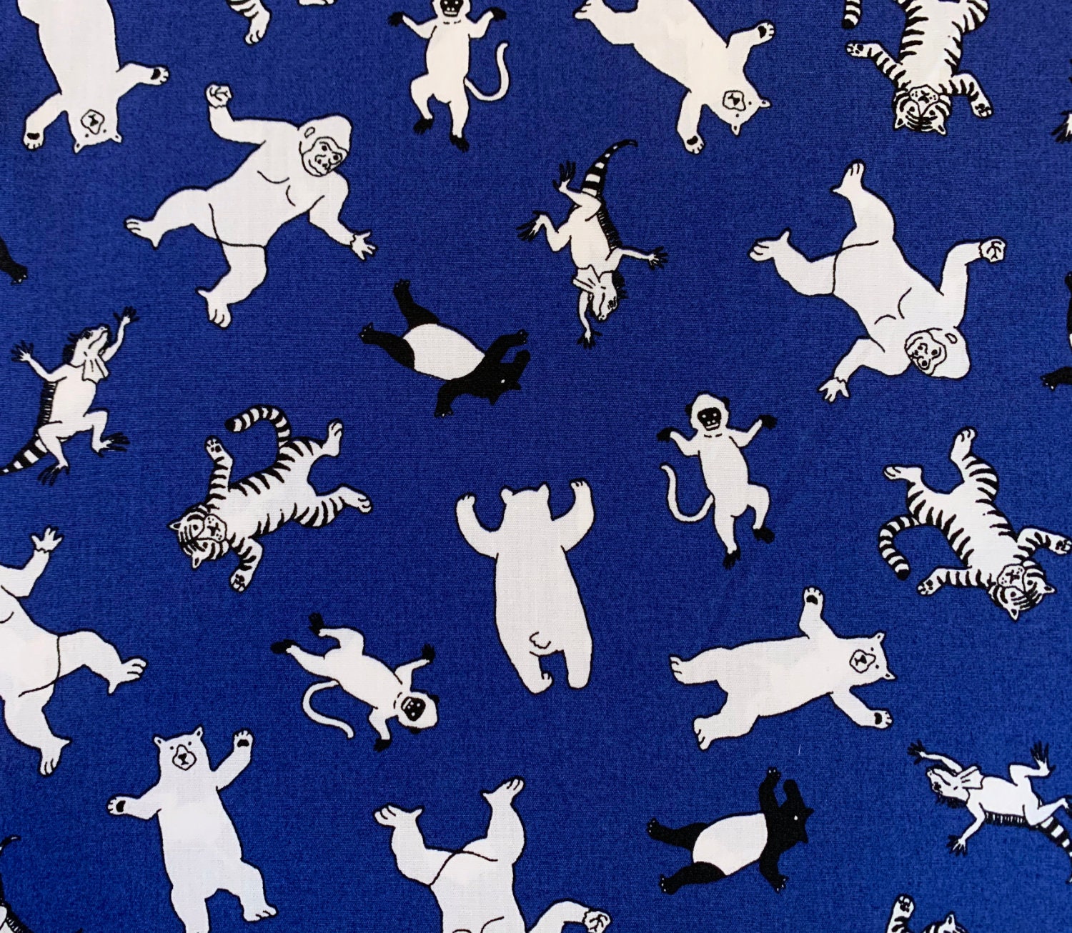 Sevenberry - SALE Dancing Animals Cotton Fabric - Blue