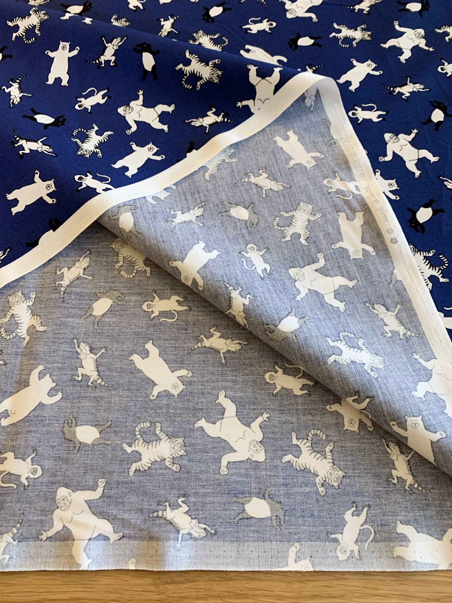 Sevenberry - SALE Dancing Animals Cotton Fabric - Blue
