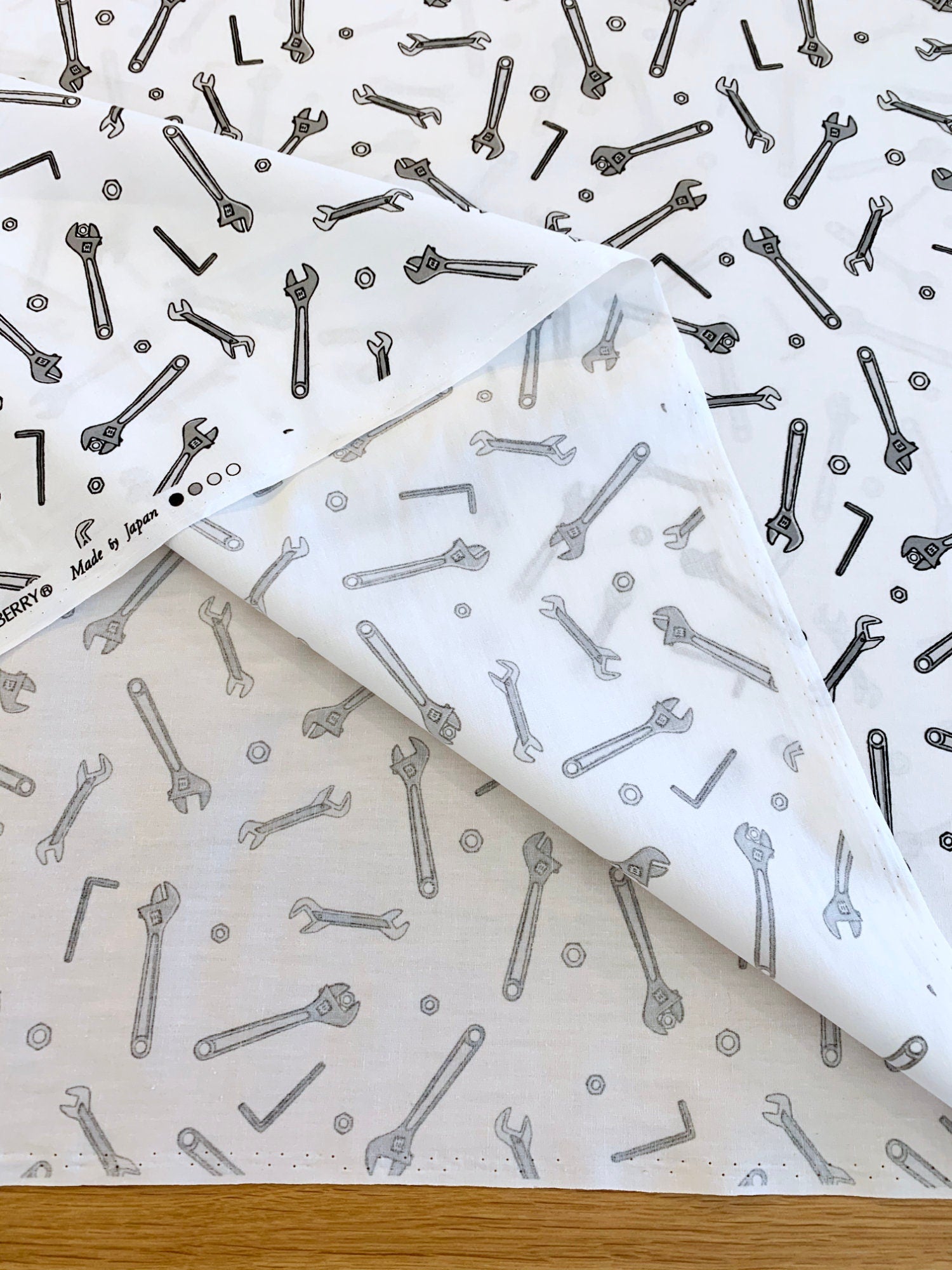 Sevenberry - SALE Wrenches Cotton Fabric - White