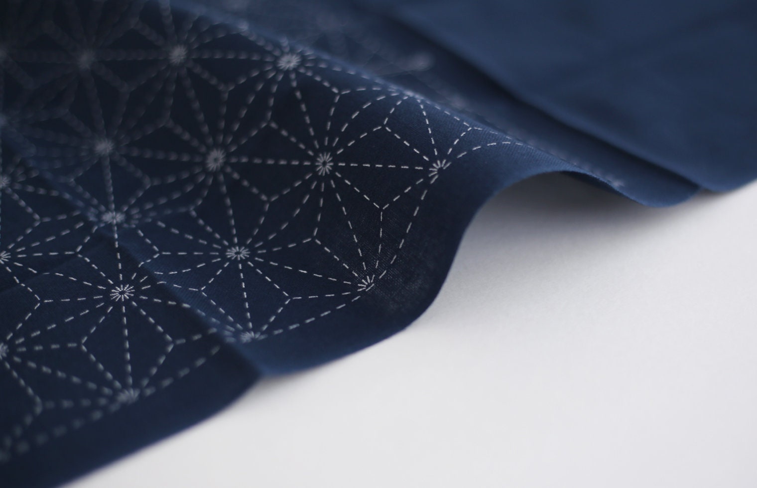 Daruma - Asanoha Stars Cotton Sashiko Fukin Sampler Cloth - Blue or White