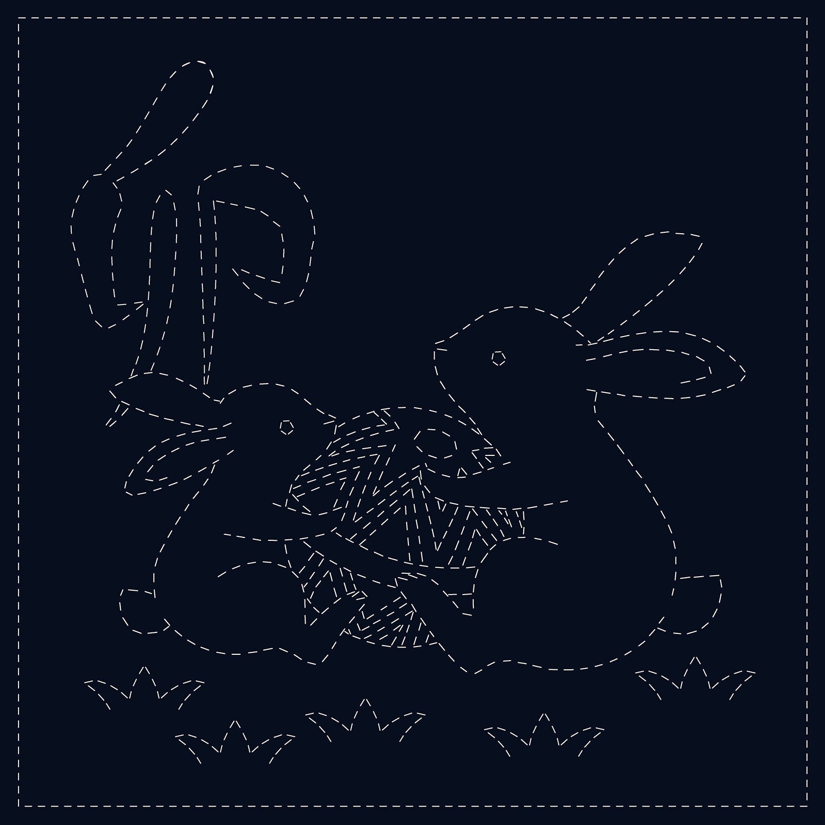 QH Textiles Rabbits Sashiko Fukin Japanese cotton sashiko sampler fabric SC0017-07 navy blue