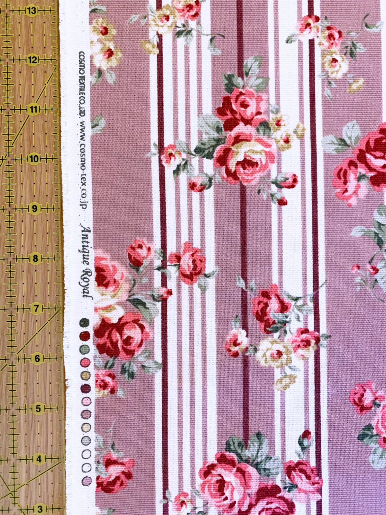 SALE: Antique Royal Stripe Japanese cotton canvas fabric AP35304-2D half yard lavender