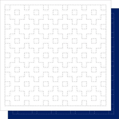 Daruma - Kakuju-Tsunagi Connected Right Angles Cotton Sashiko Fukin Sampler Cloth - Blue or White