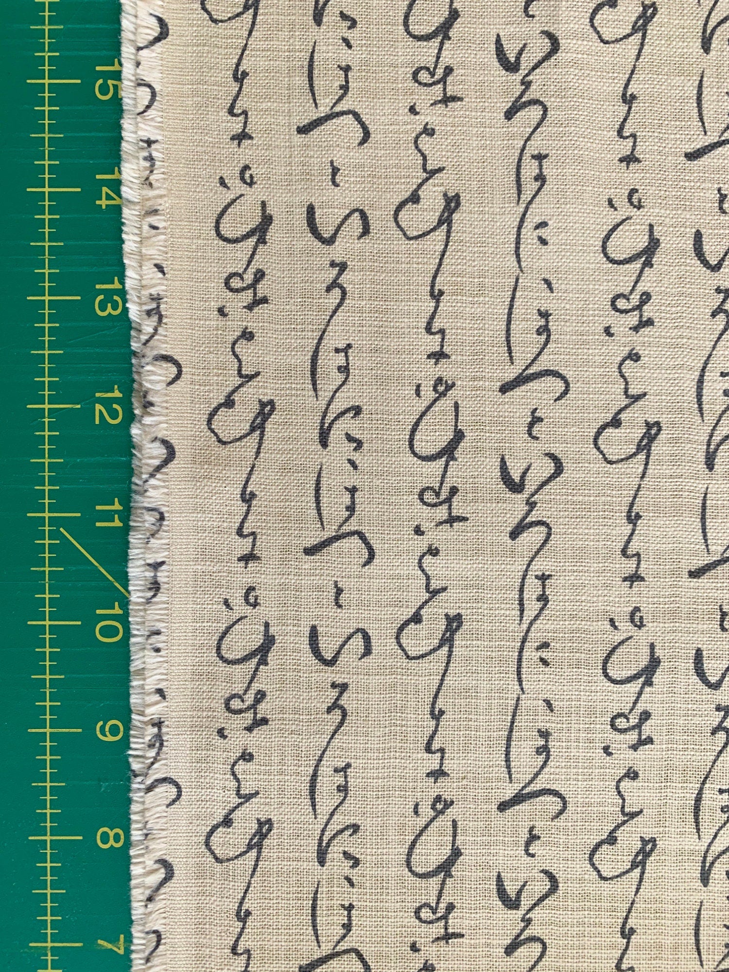 Calligraphy Sevenberry Japanese homespun cotton fabric 88225-5-1 beige gray