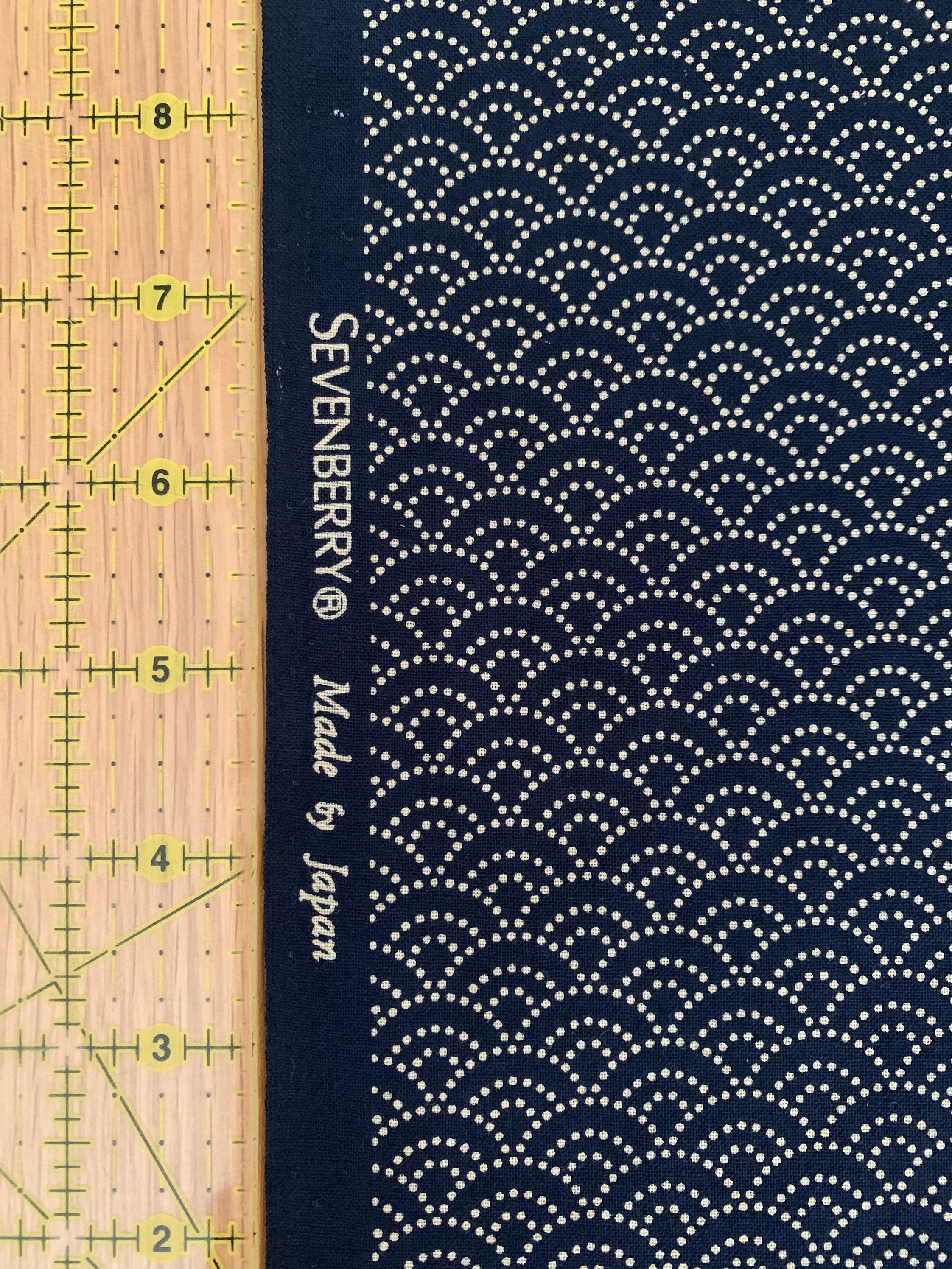 REMNANT Sevenberry Dotted Waves Japanese cotton fabric 88222-3-5 navy blue