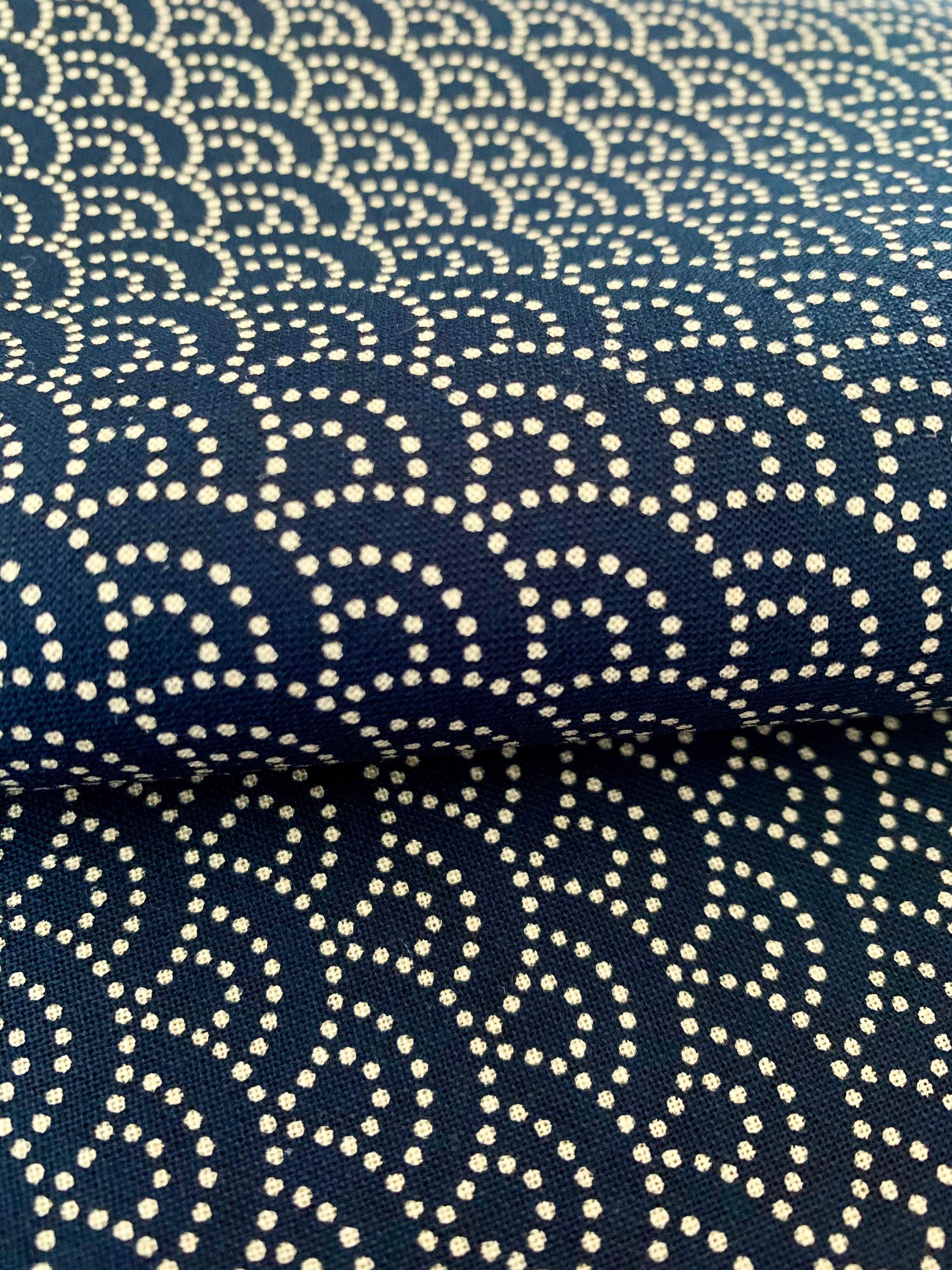 REMNANT Sevenberry Dotted Waves Japanese cotton fabric 88222-3-5 navy blue