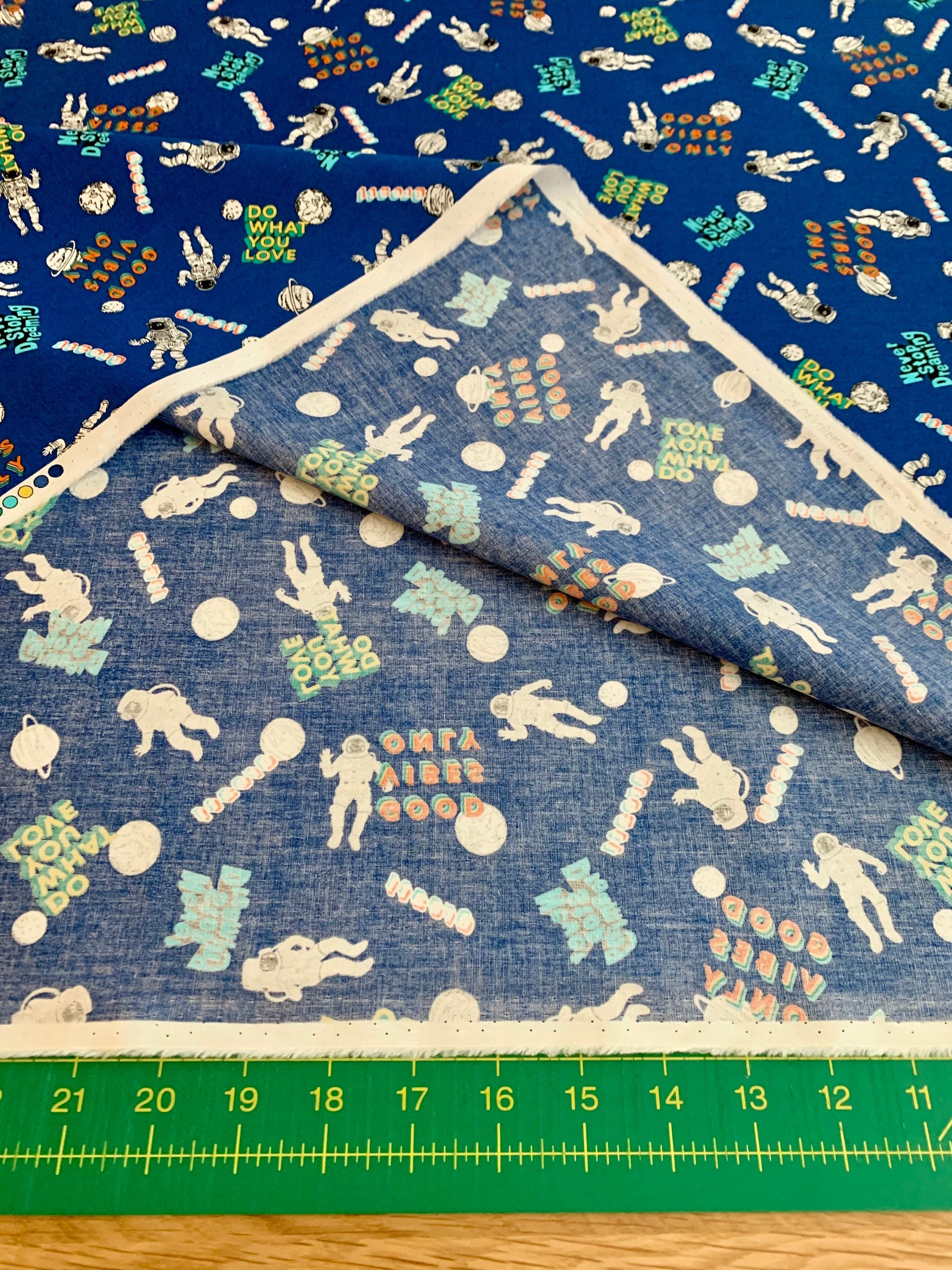 Sevenberry - SALE Good Vibes Only Cotton Fabric - Blue