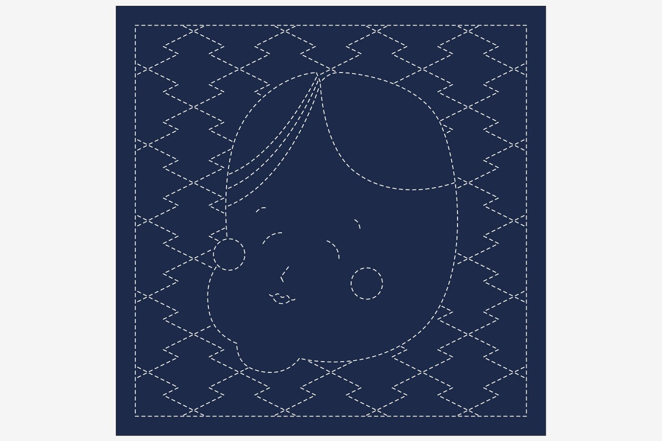 Daruma - Okame Cotton Sashiko Fukin Sampler Cloth - Blue or White