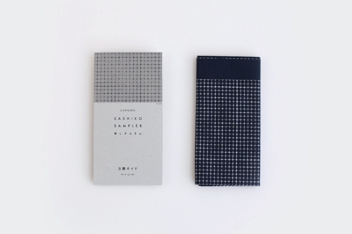 Daruma - Grid Pattern Cotton Sashiko Fukin Sampler Cloth - Navy