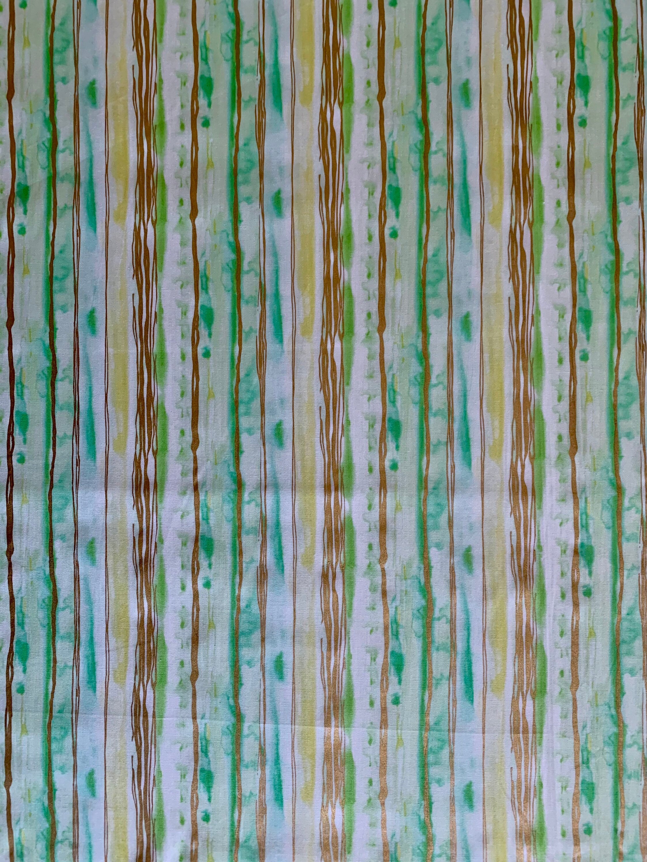 Sevenberry - SALE WaterColor Stripes Cotton Fabric - Green Gold