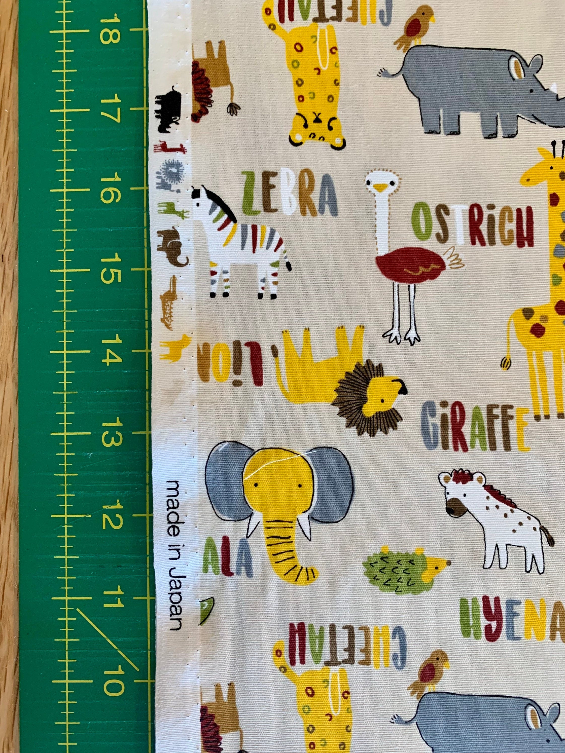 Hishiei - SALE Wild Savanah Animals Cotton Fabric - Beige