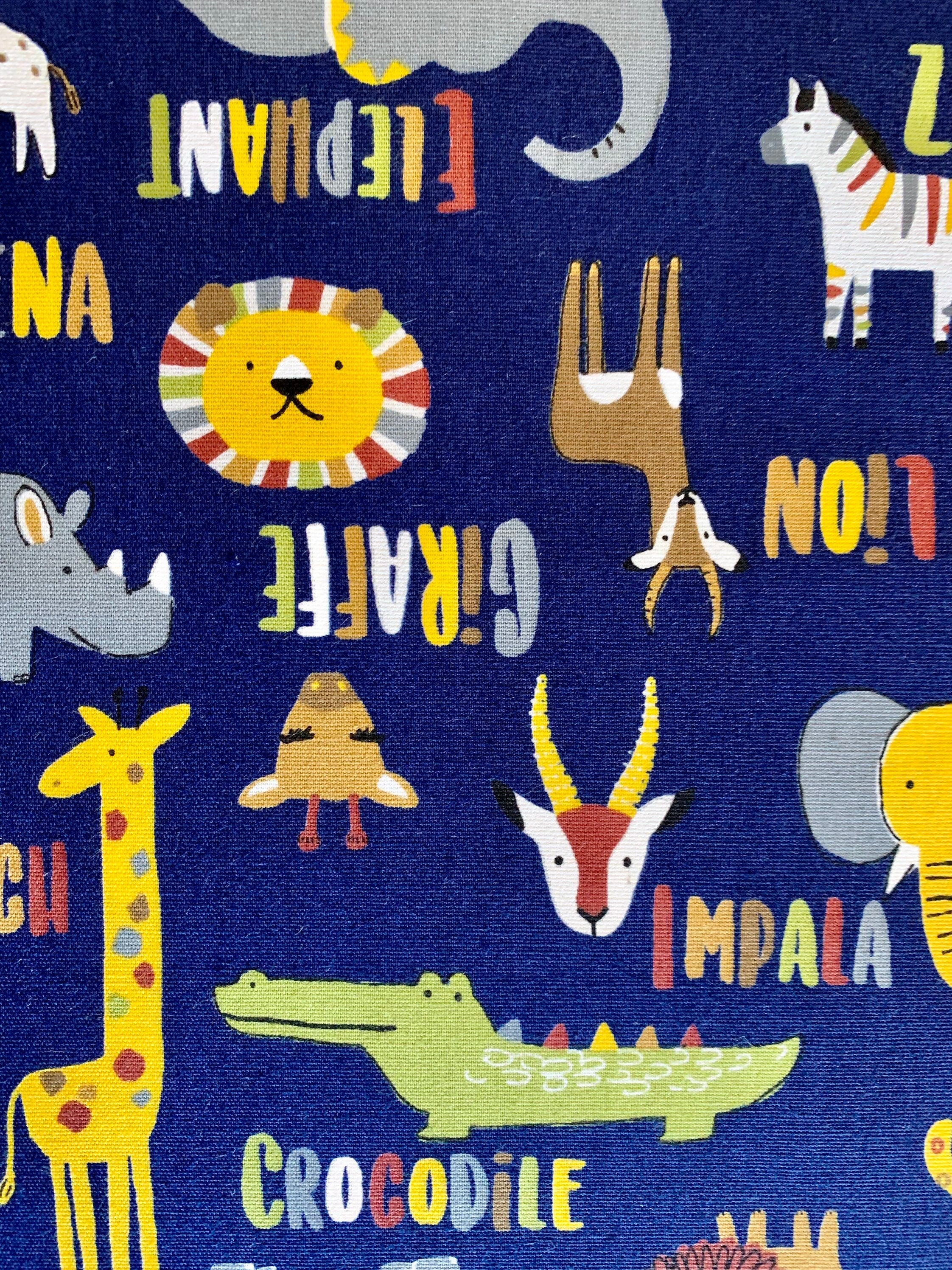 Hishiei - SALE Wild Savanah Animals Cotton Fabric - Dark Blue