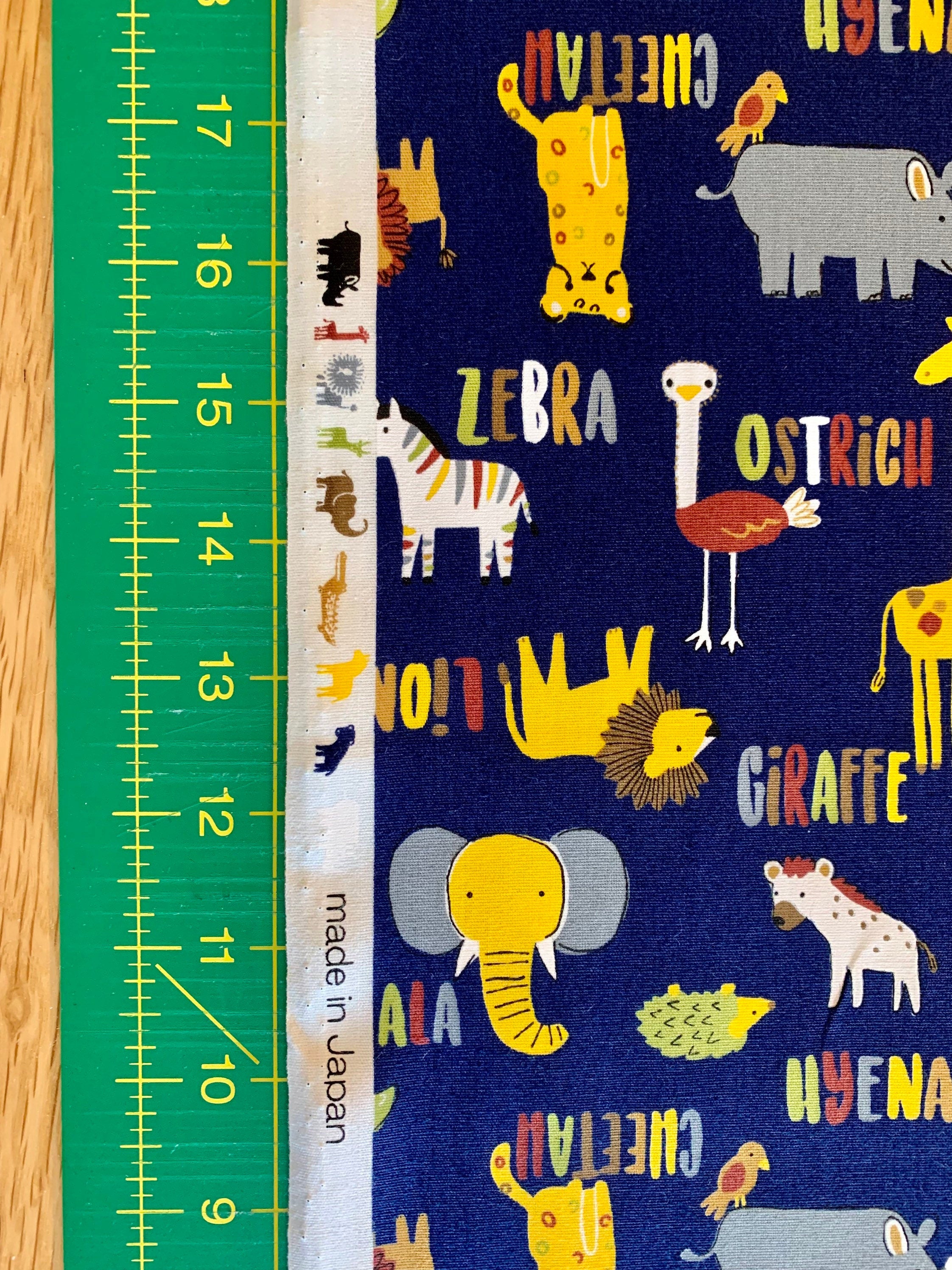 Hishiei - SALE Wild Savanah Animals Cotton Fabric - Dark Blue