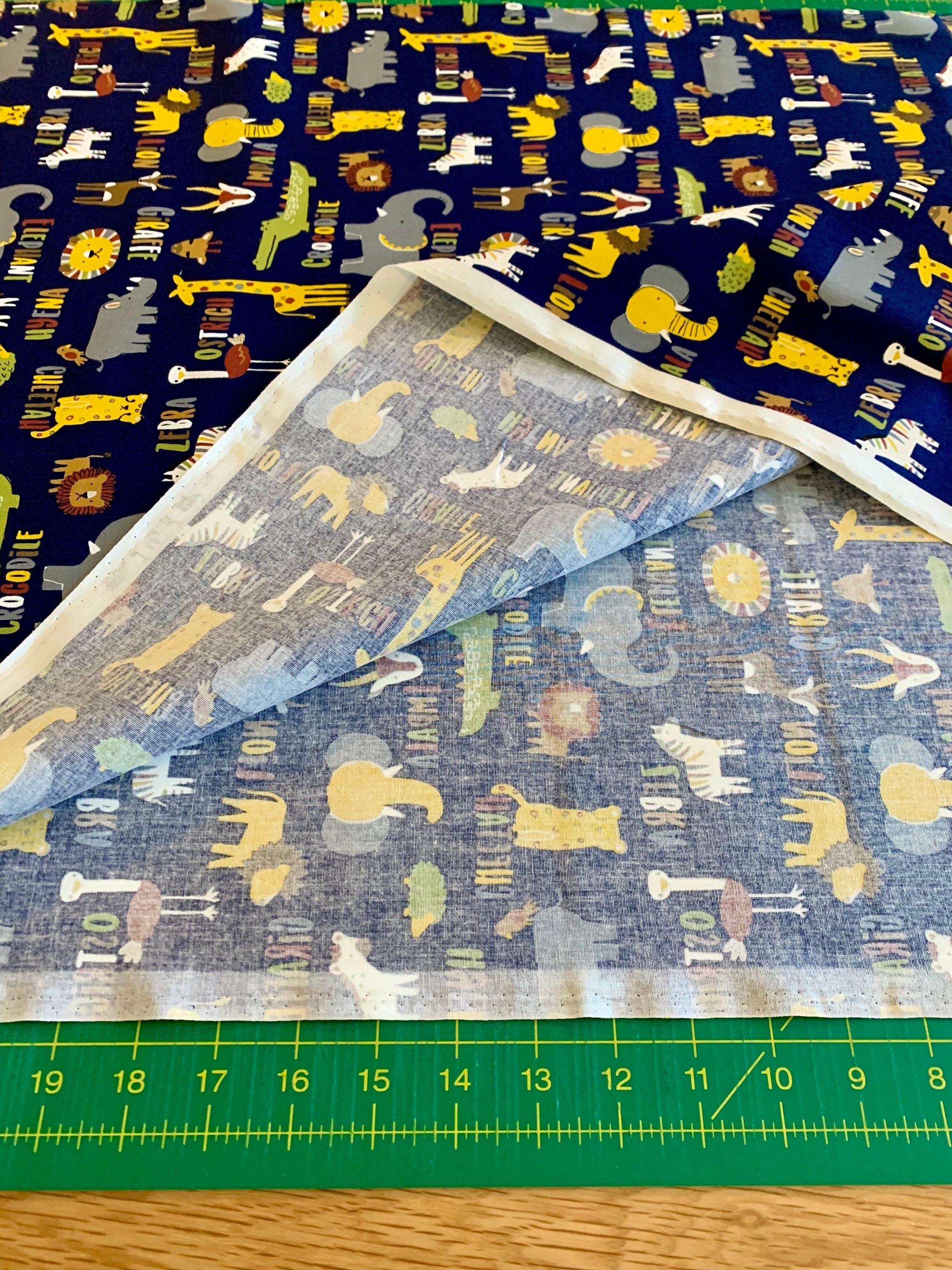 Hishiei - SALE Wild Savanah Animals Cotton Fabric - Dark Blue