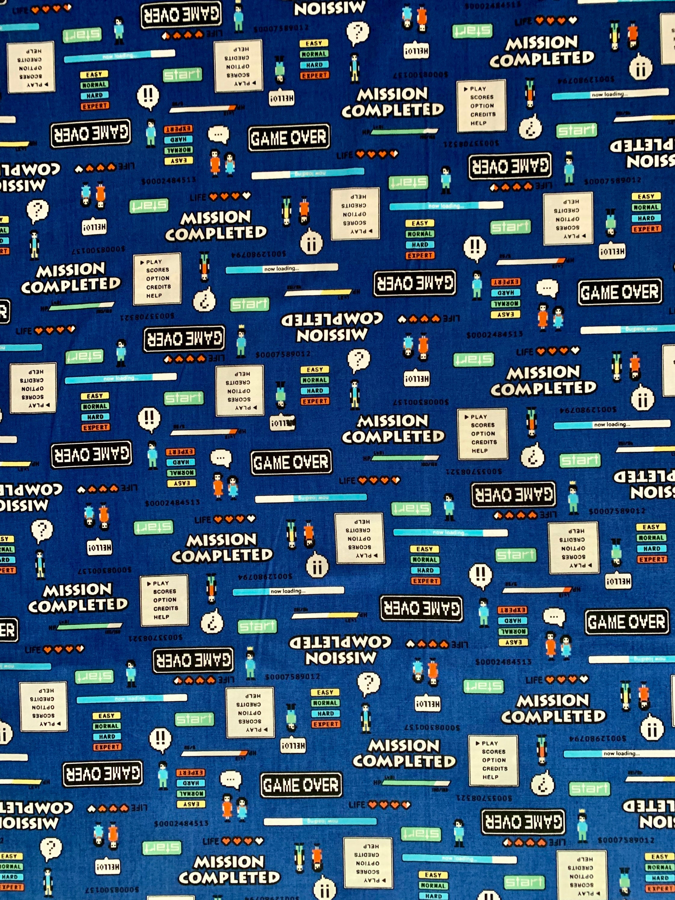 Sevenberry - SALE Game Over Cotton Fabric - Blue
