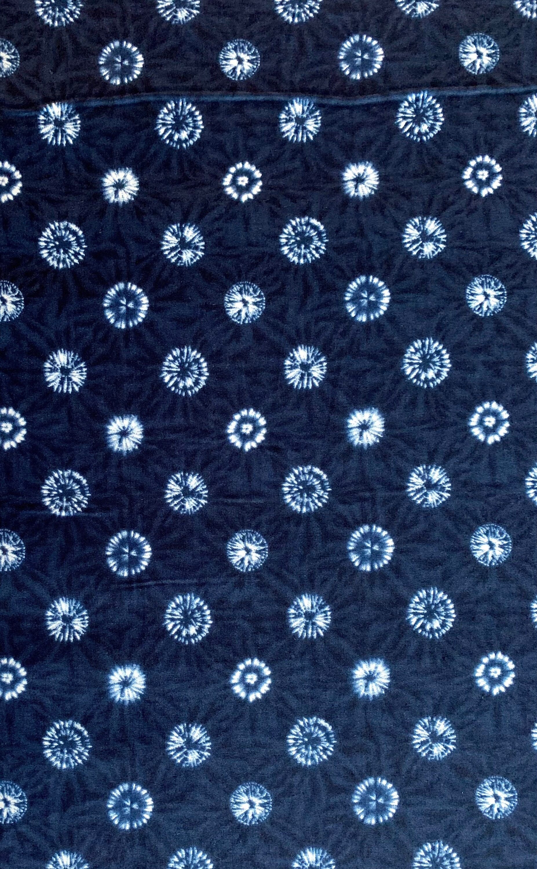 Printed Shibori style collection Sevenberry cotton fabric 850257-5-1 indigo blue