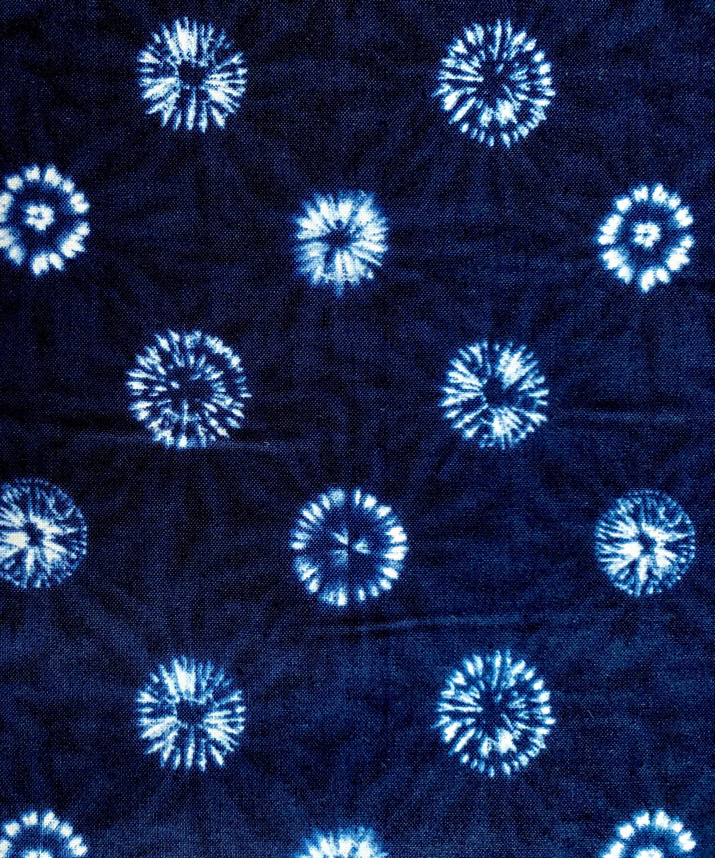 Printed Shibori style collection Sevenberry cotton fabric 850257-5-1 indigo blue
