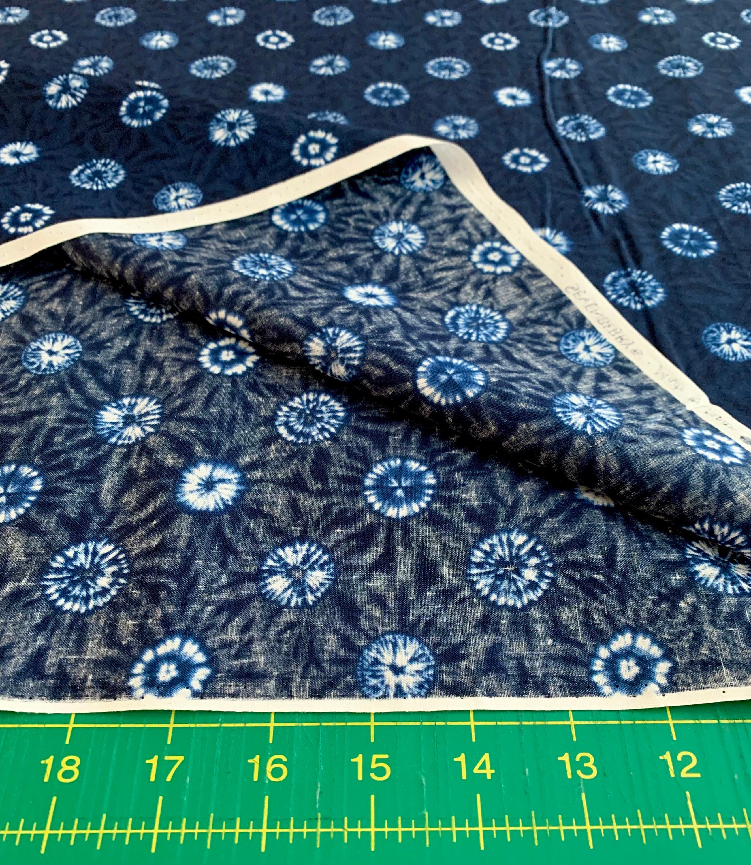 Printed Shibori style collection Sevenberry cotton fabric 850257-5-1 indigo blue