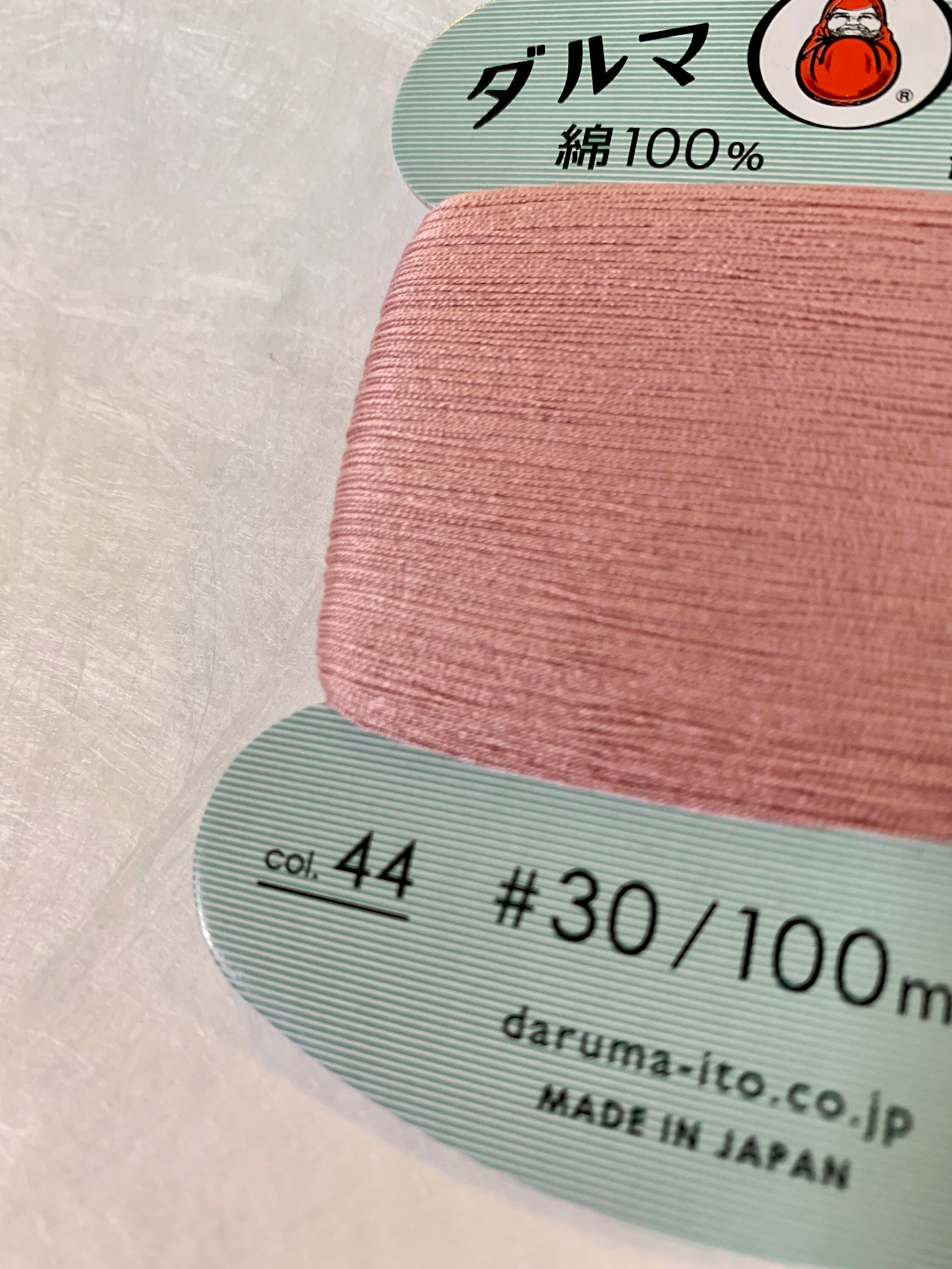 Daruma - Cotton Hand Sewing Thread Size #30 100m Card - Color #44 Apricot Pink