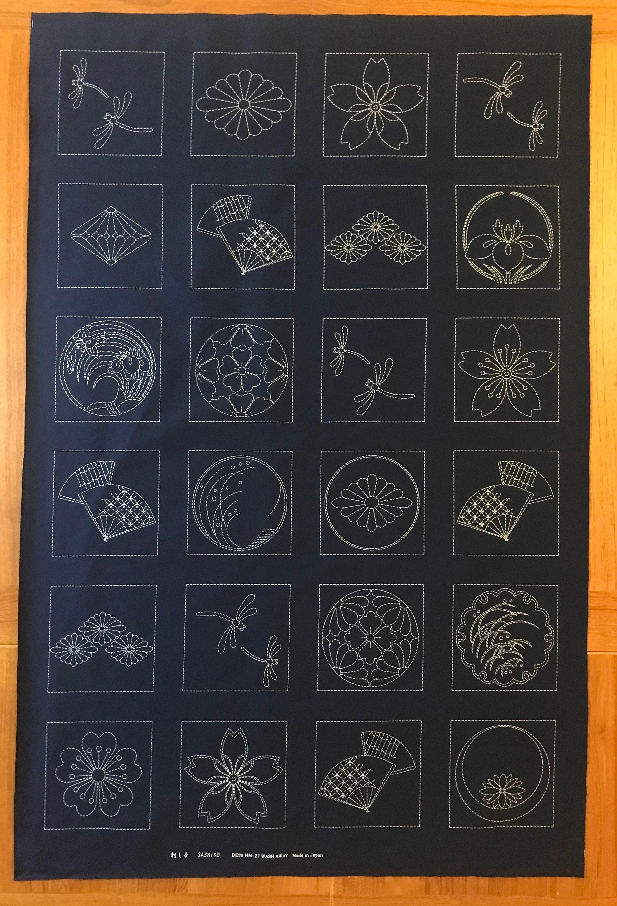 Orimono Imports - Crest Blocks Sashiko Washout Fabric Panel