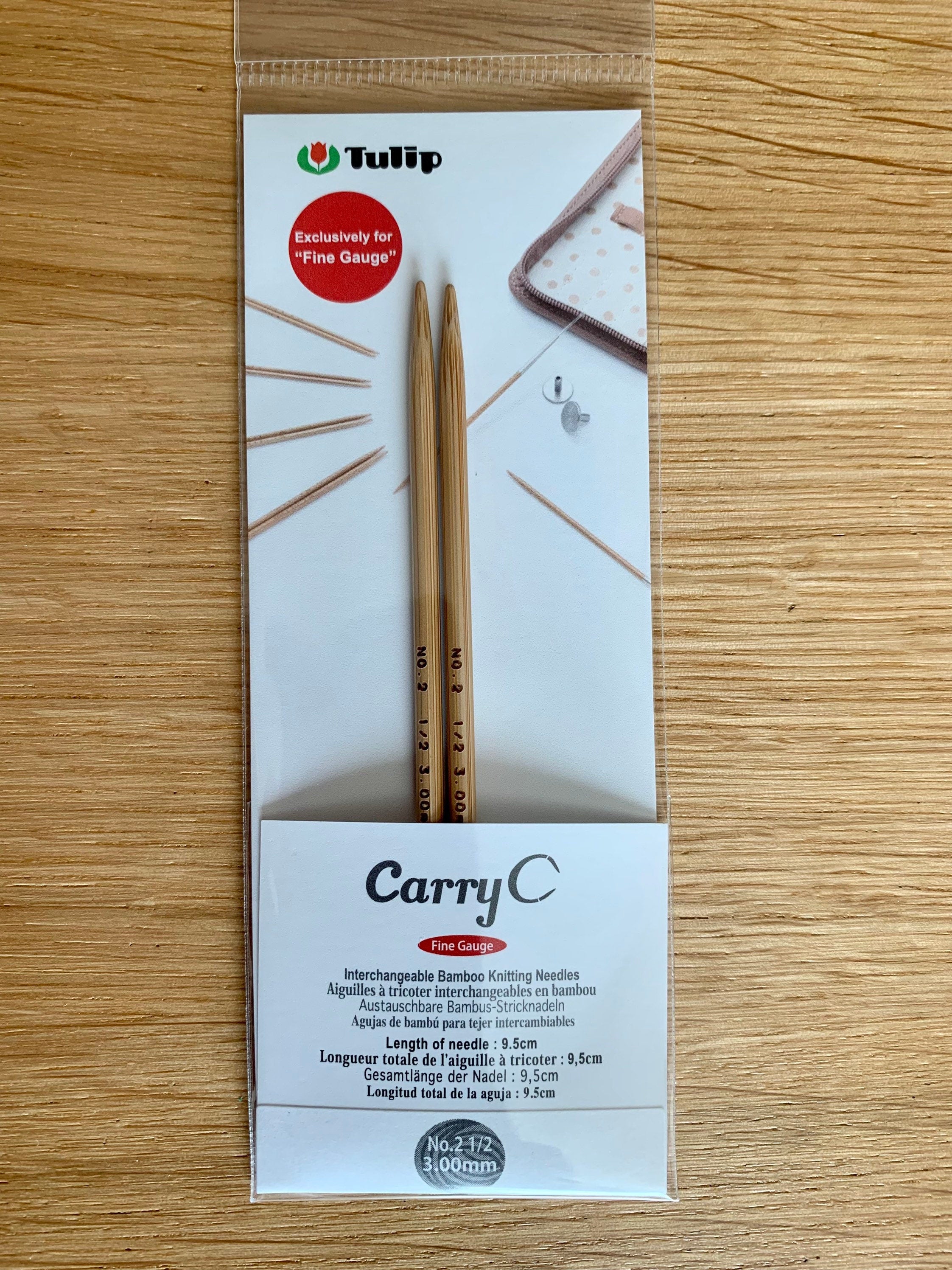 Tulip - CarryC Fine Gauge Interchangeable Bamboo Knitting Needles - Various Sizes