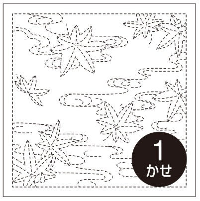 Olympus - Floating Maple Leaves Cotton Sashiko Sampler Cloth - White