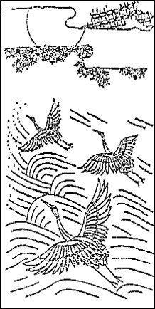 Orimono Imports - Cranes in Flight Sashiko Washout Fabric Panel - Navy