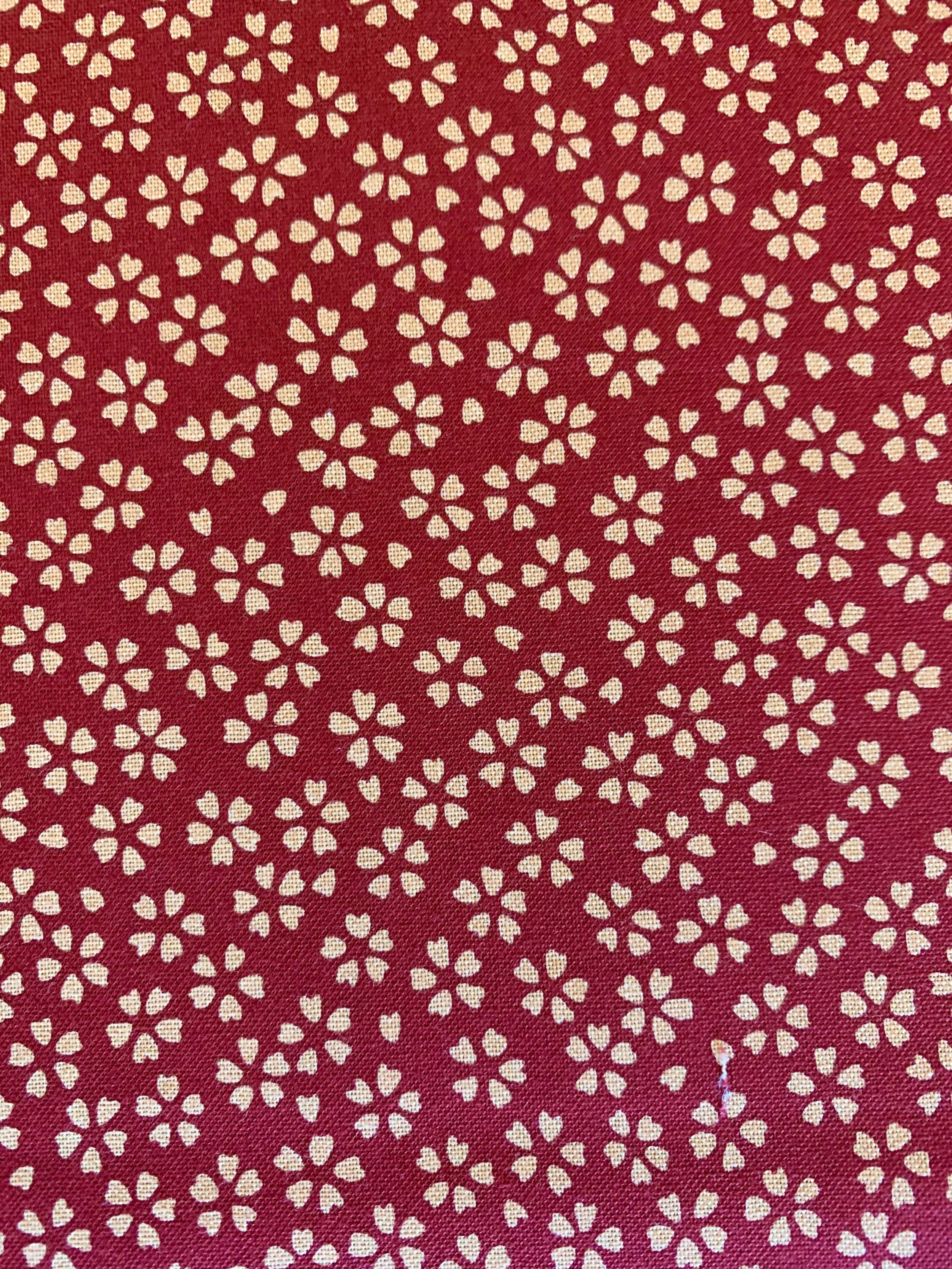 REMNANT Sakura Cherry Blossom Sevenberry Japanese cotton fabric 88222-1-4 wine red and beige