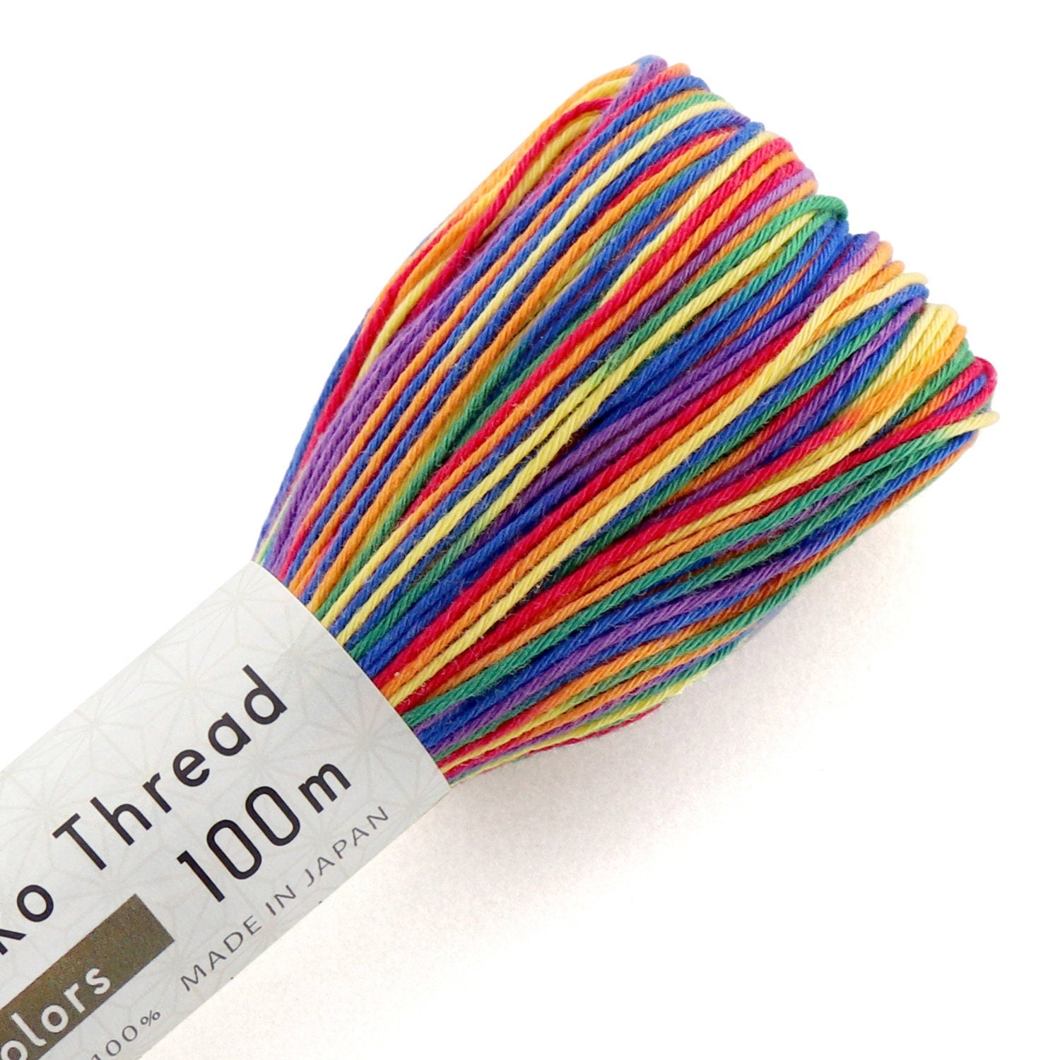 Olympus - Cotton Sashiko Thread 100m Skein - Color #301 Variegated Bright Rainbow