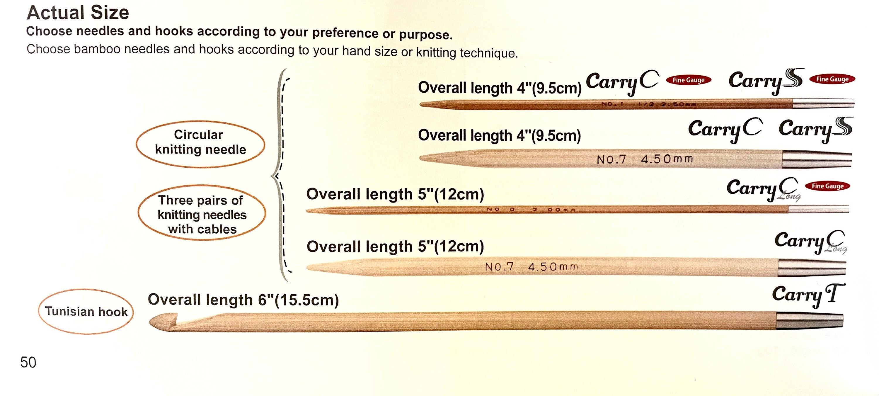 Tulip - CarryC "Long" Fine Gauge Interchangeable Bamboo Knitting Needles