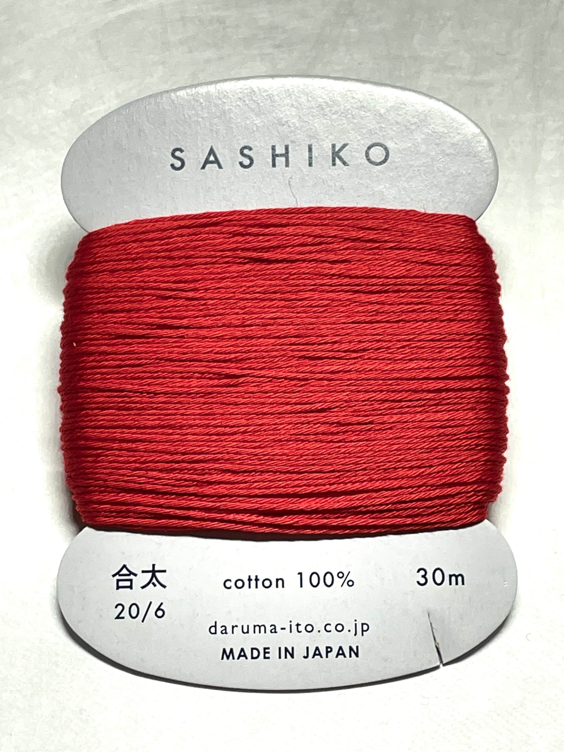Daruma #213 RED Japanese Cotton SASHIKO thread 30 meter skein 20/6