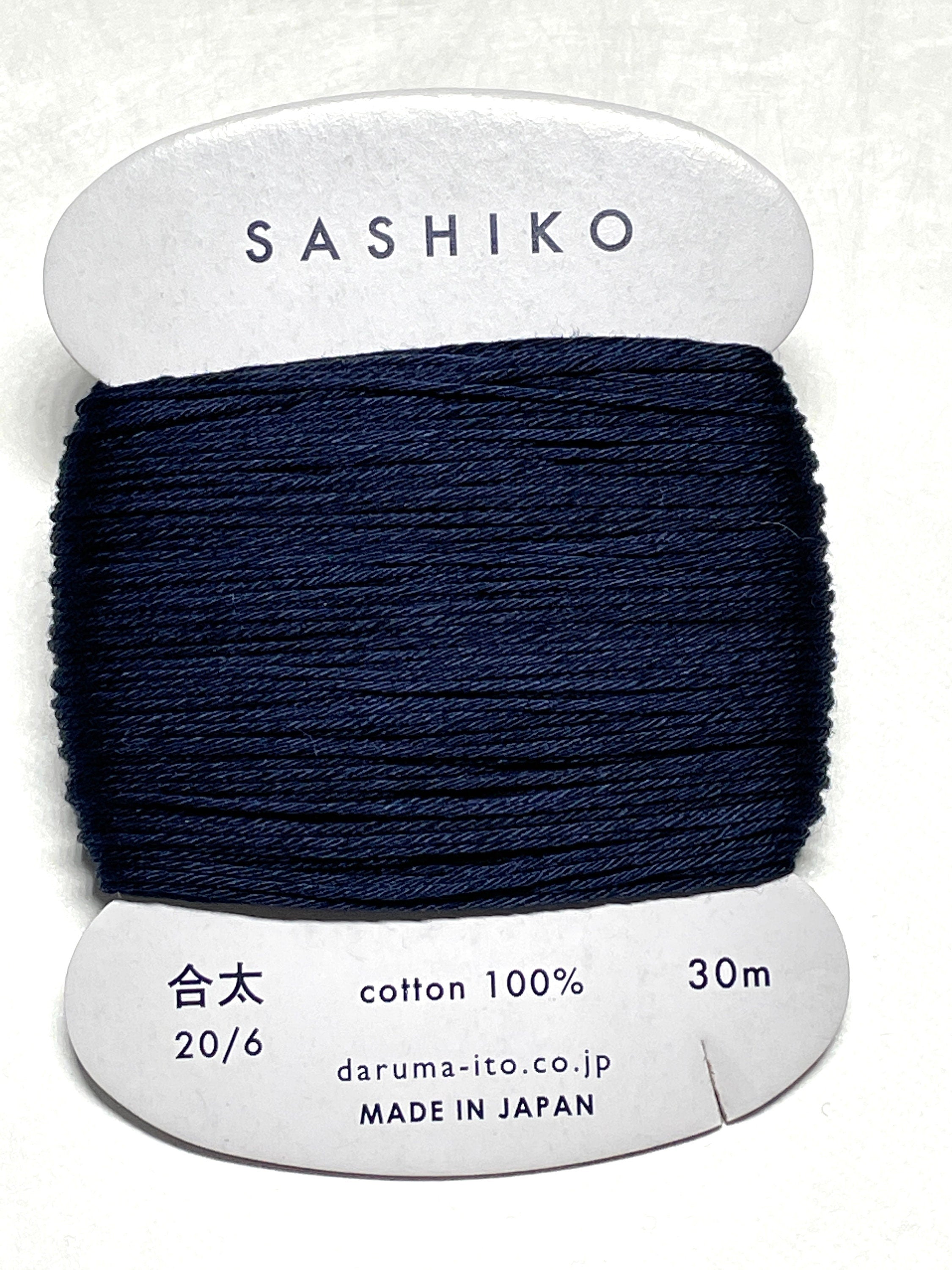 Daruma #216 DEEP INDIGO Japanese Cotton SASHIKO thread 30 meter card 20/6 濃あい deep blue