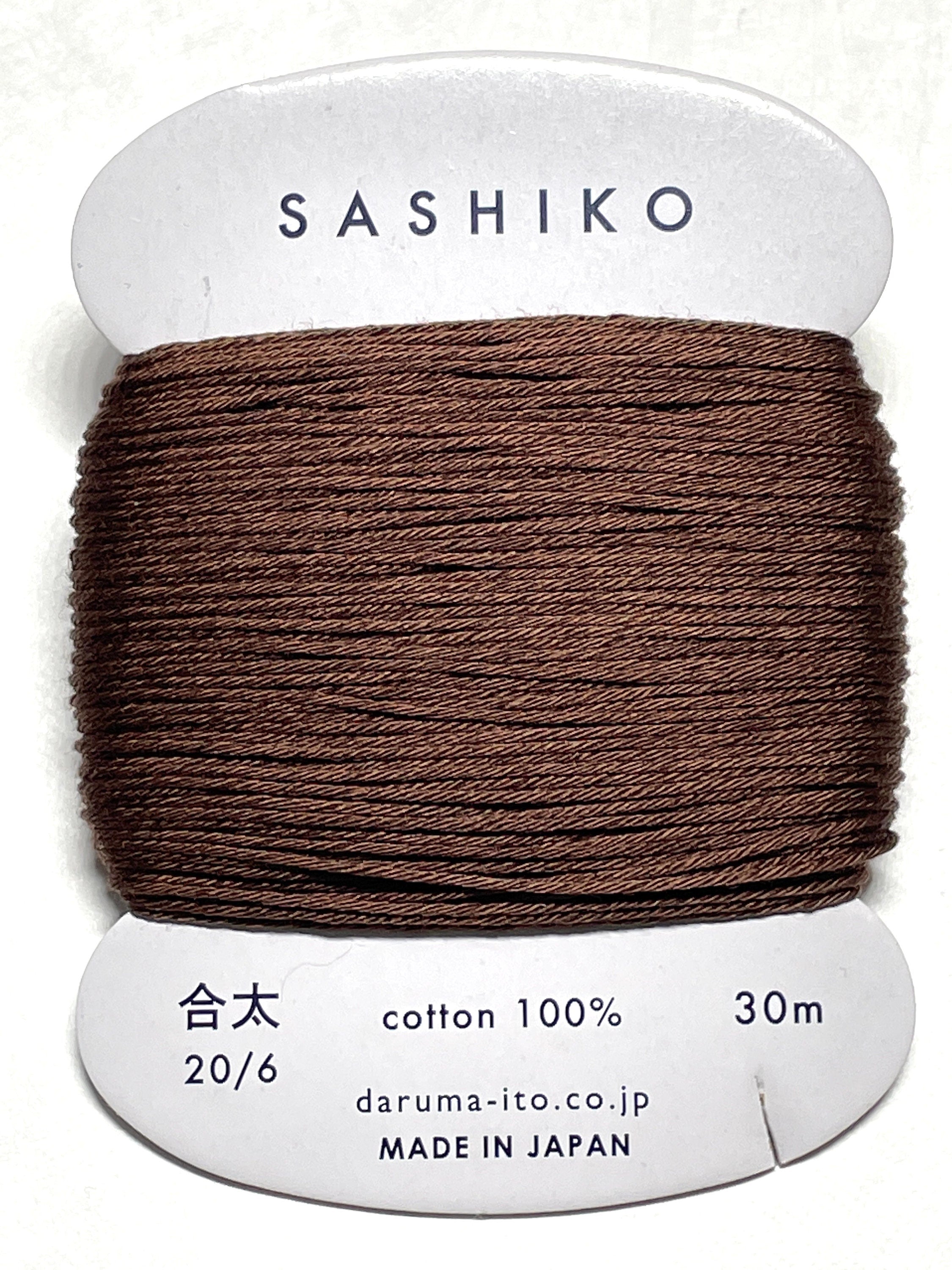 Daruma #218 DARK BROWN Japanese Cotton SASHIKO thread 30 meter card 20/6 こげ茶 dark brown