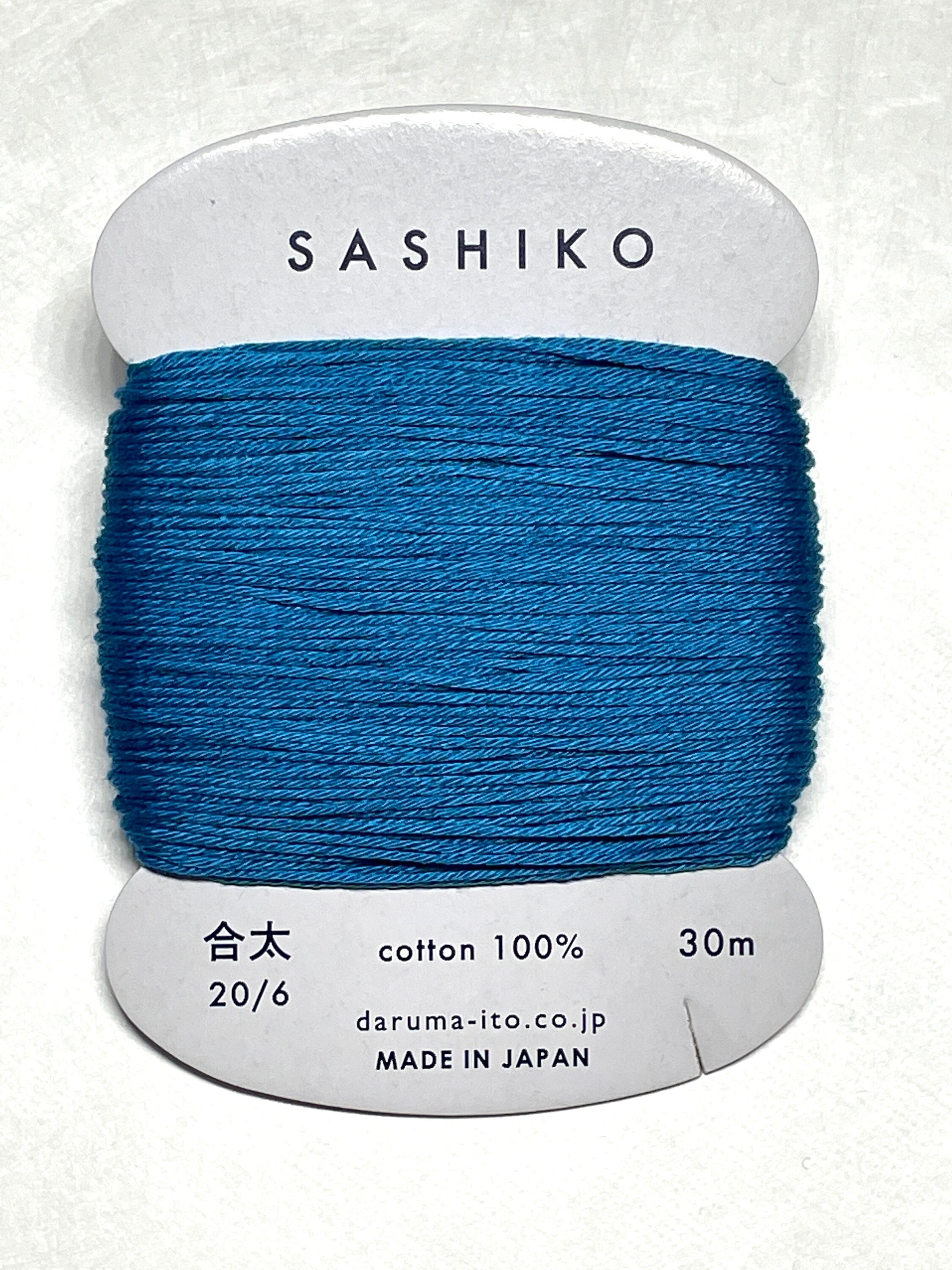 Daruma #224 BLUE Japanese Cotton SASHIKO thread 30 meter card 20/6 青