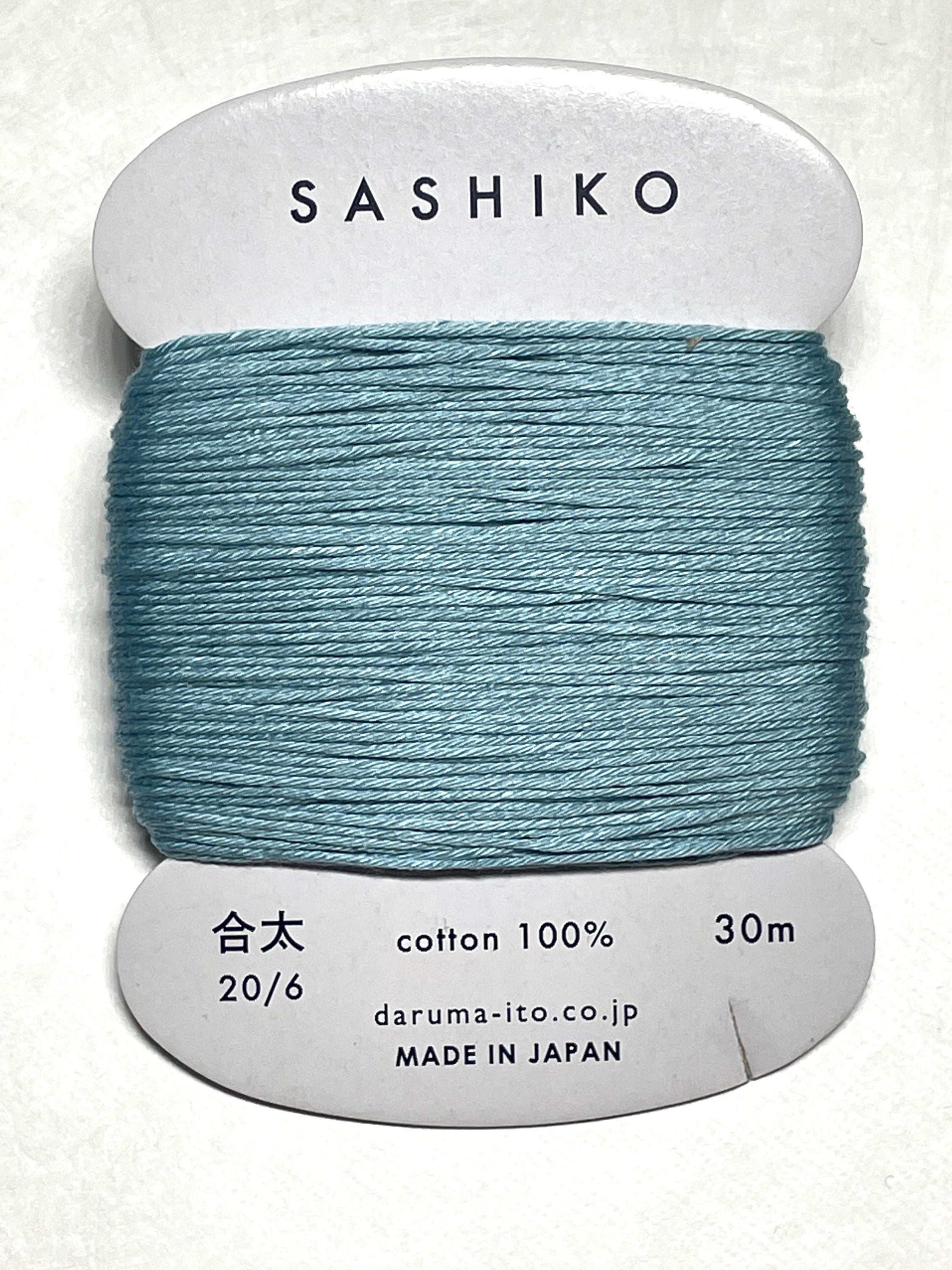 Daruma #226 WATER BLUE Japanese Cotton SASHIKO thread 30 meter card 20/6 水色 water color blue