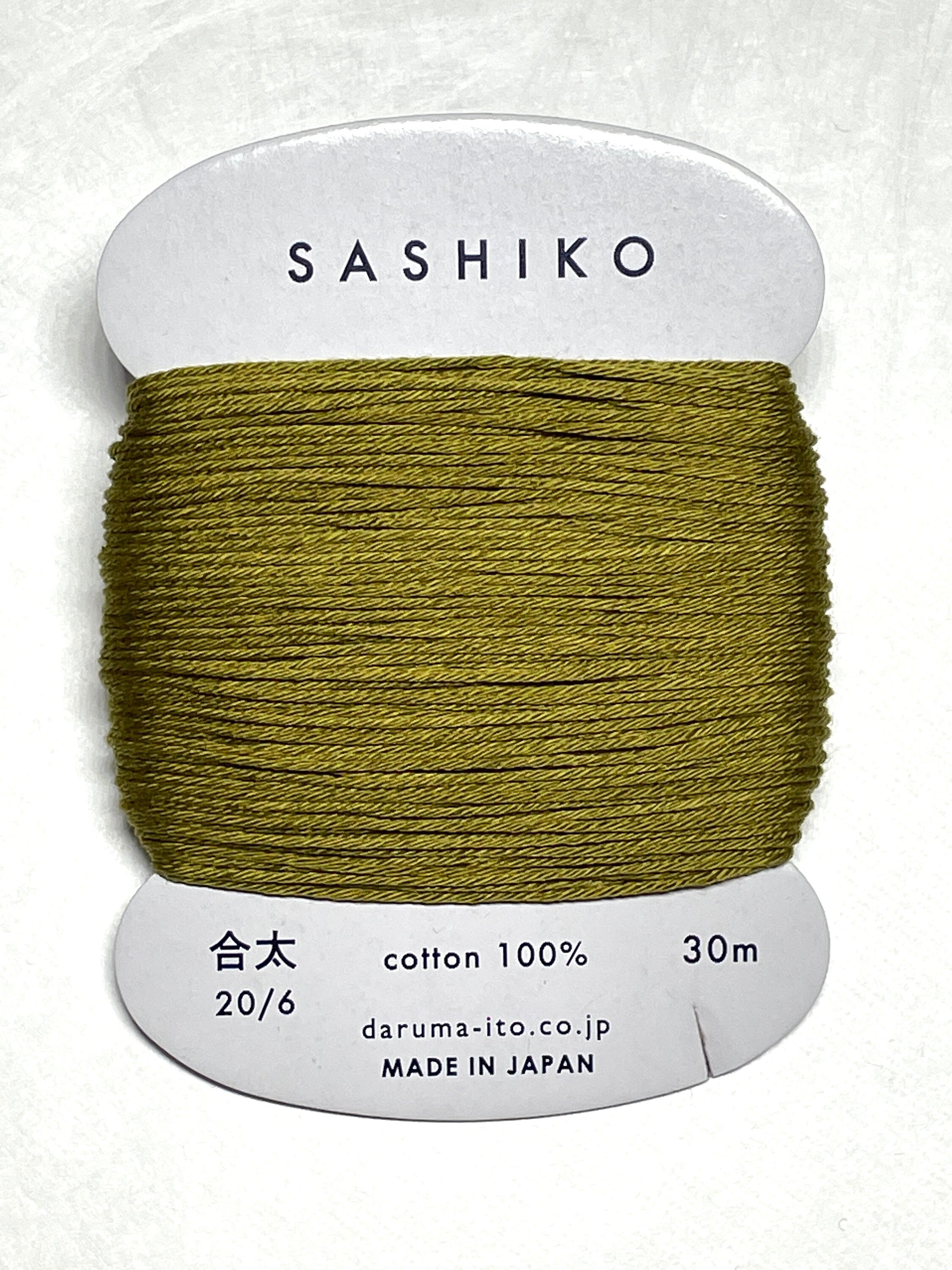 Daruma #228 WARBLER Japanese Cotton SASHIKO thread 30 meter card 20/6 うぐいす olive