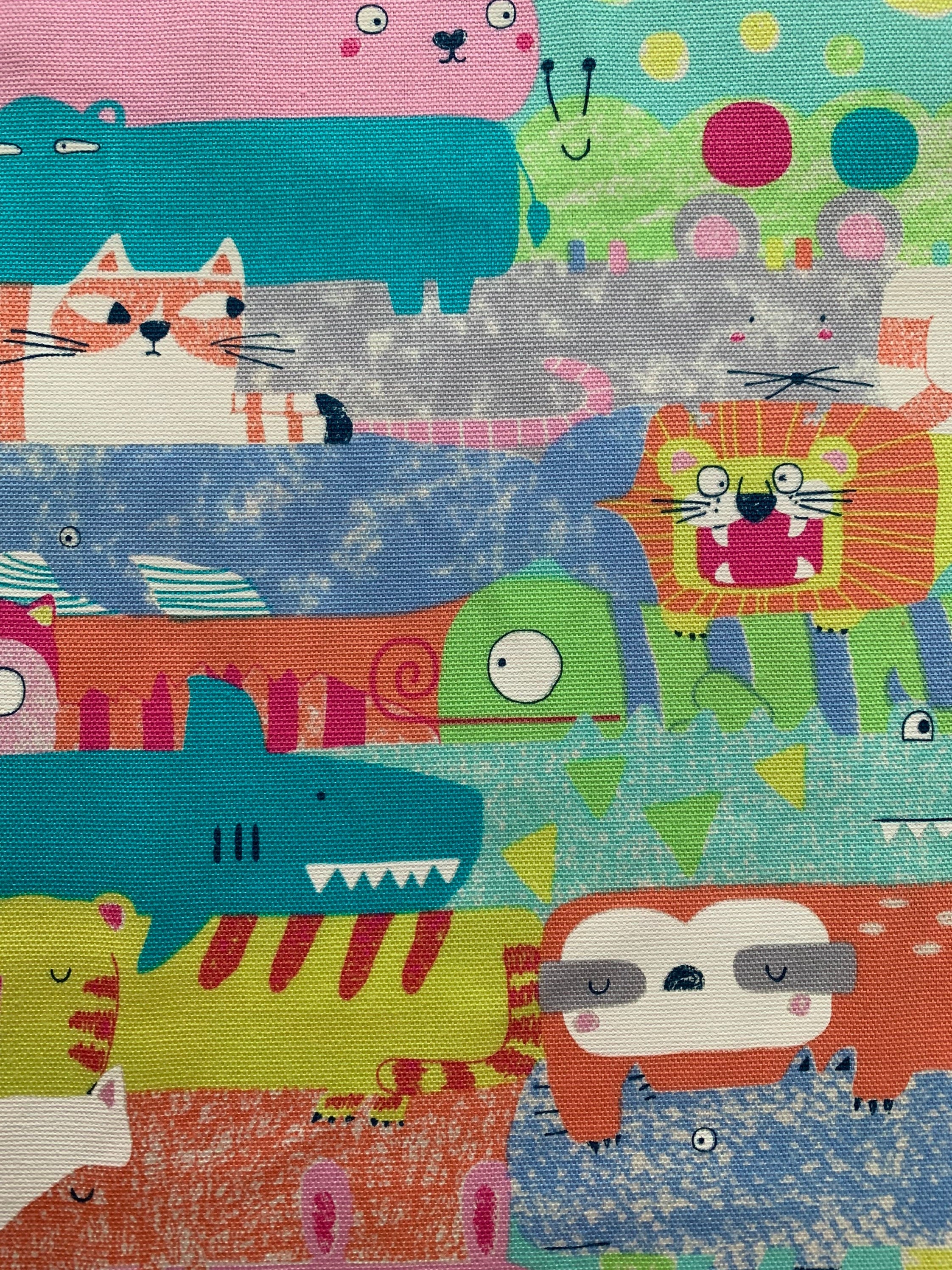 Senyo - SALE Happy Cloth Wild Animals Cotton Oxford - Pastel Rainbow