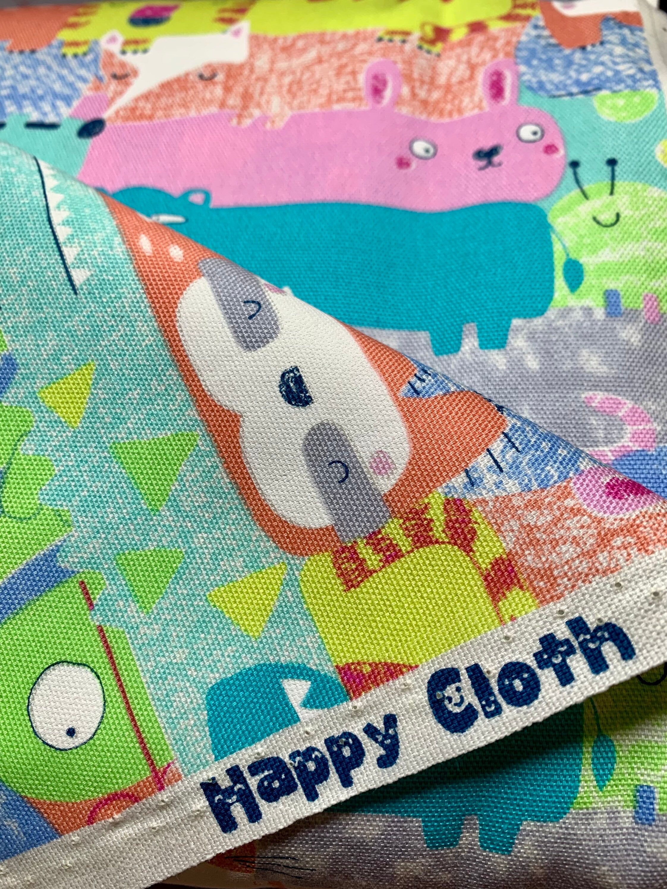 Senyo - SALE Happy Cloth Wild Animals Cotton Oxford - Pastel Rainbow