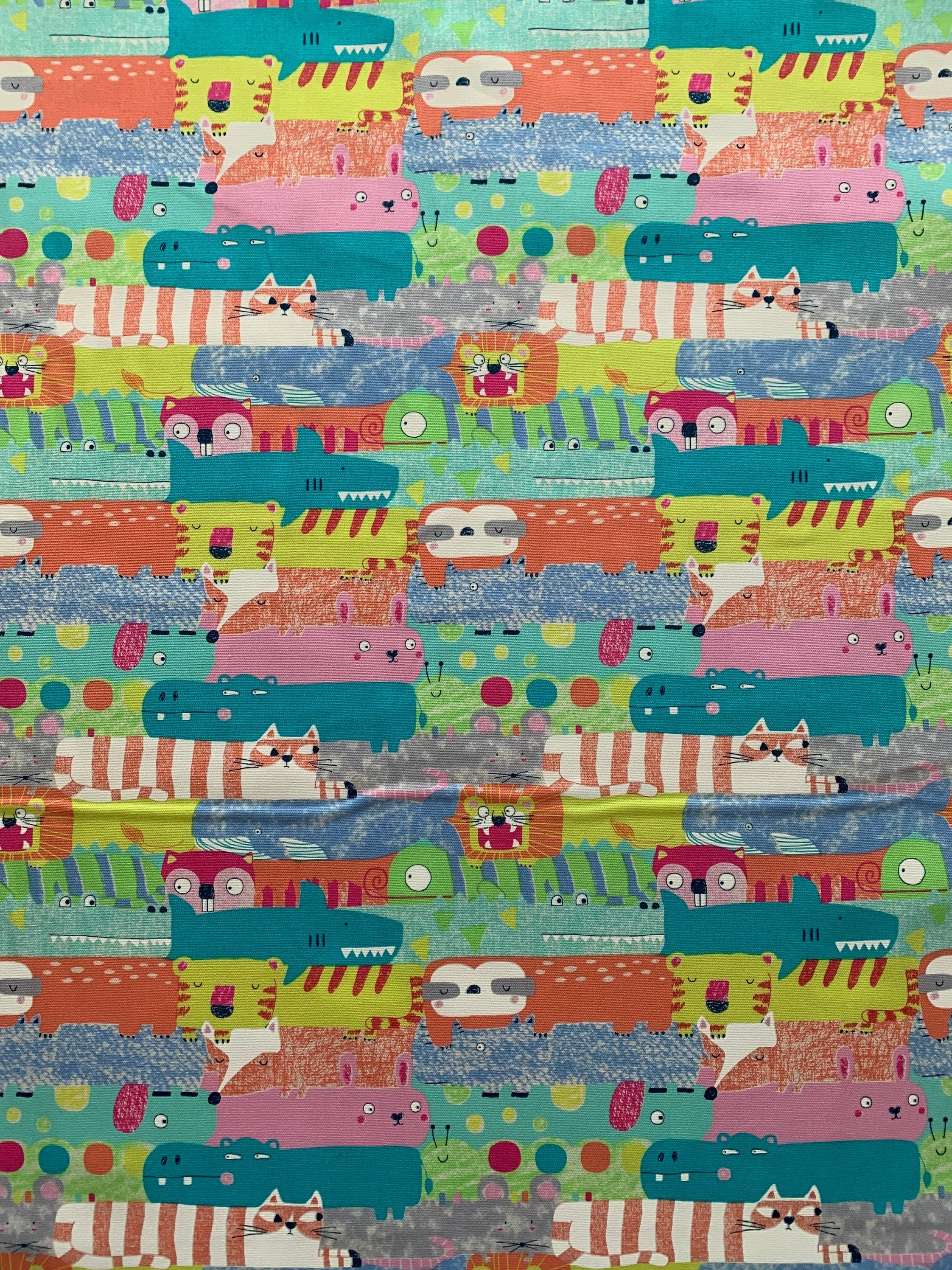 Senyo - SALE Happy Cloth Wild Animals Cotton Oxford - Pastel Rainbow