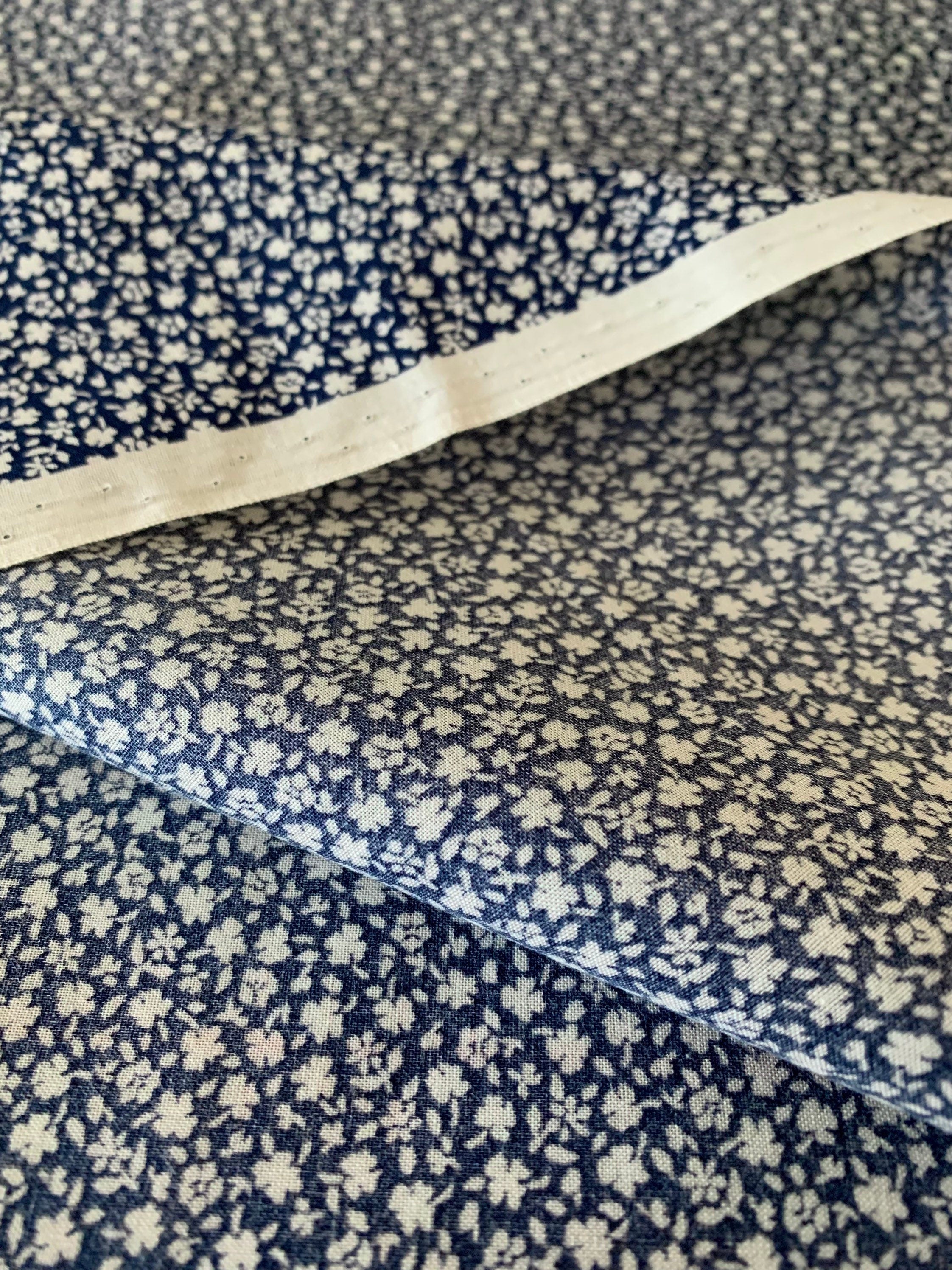 Sevenberry - SALE Tiny Floral Cotton Poplin Fabric - Blue