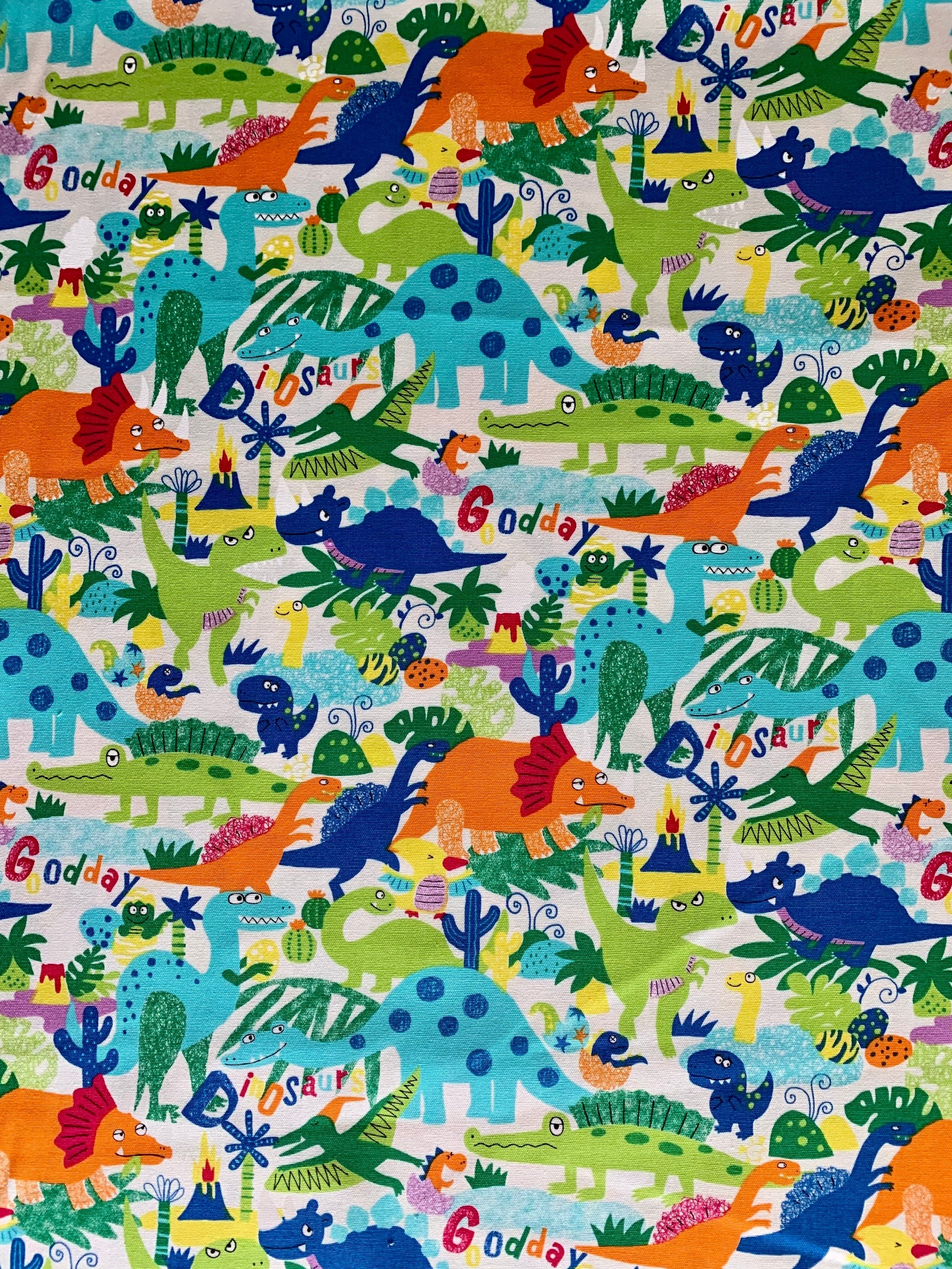 Senyo - SALE Happy Cloth Dinosaurs Cotton Oxford - White