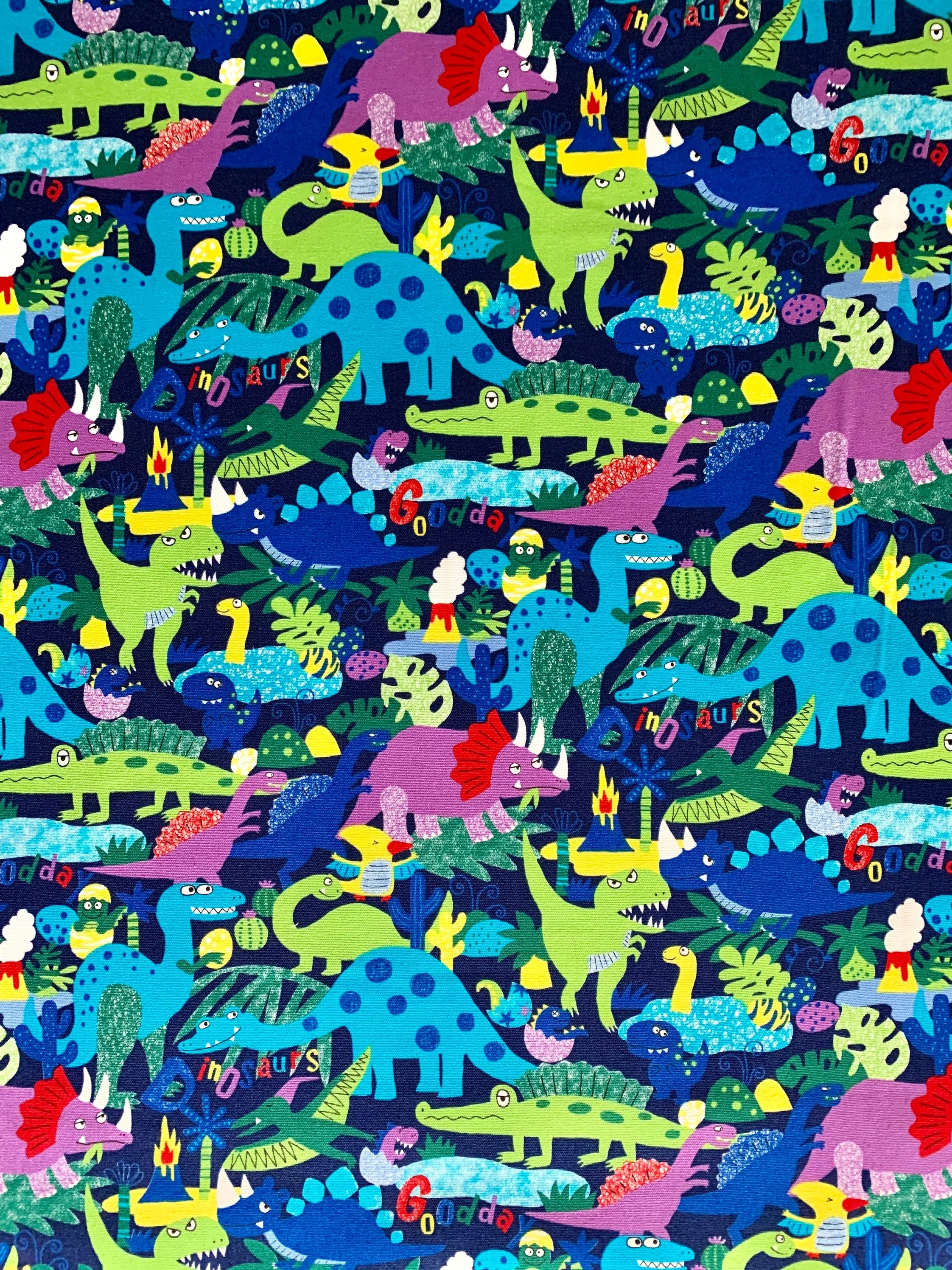 Senyo - SALE Happy Cloth Dinosaurs Cotton Oxford - Navy Blue