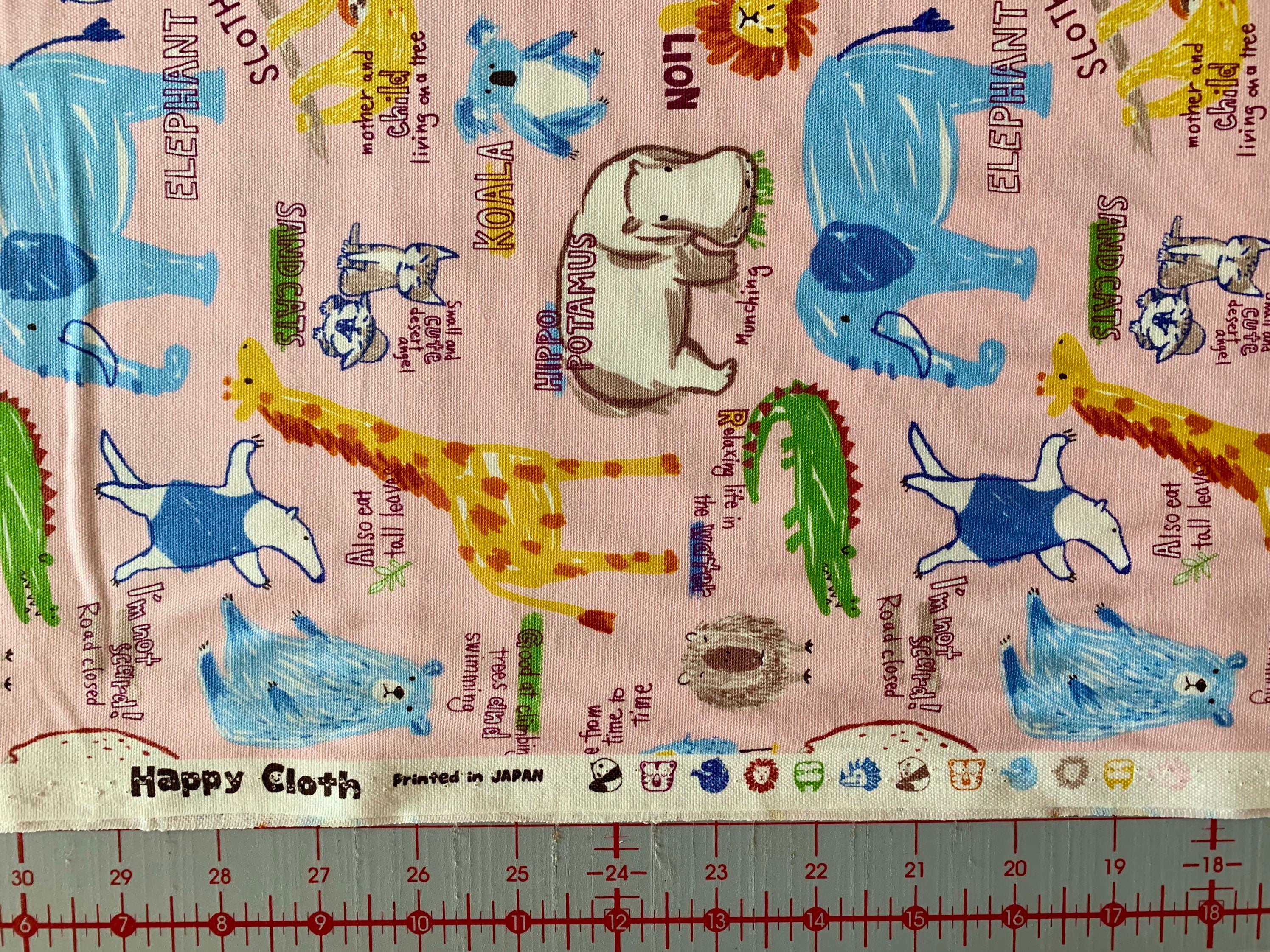 Senyo - SALE Happy Cloth Zoo Animals Cotton Oxford - Pink