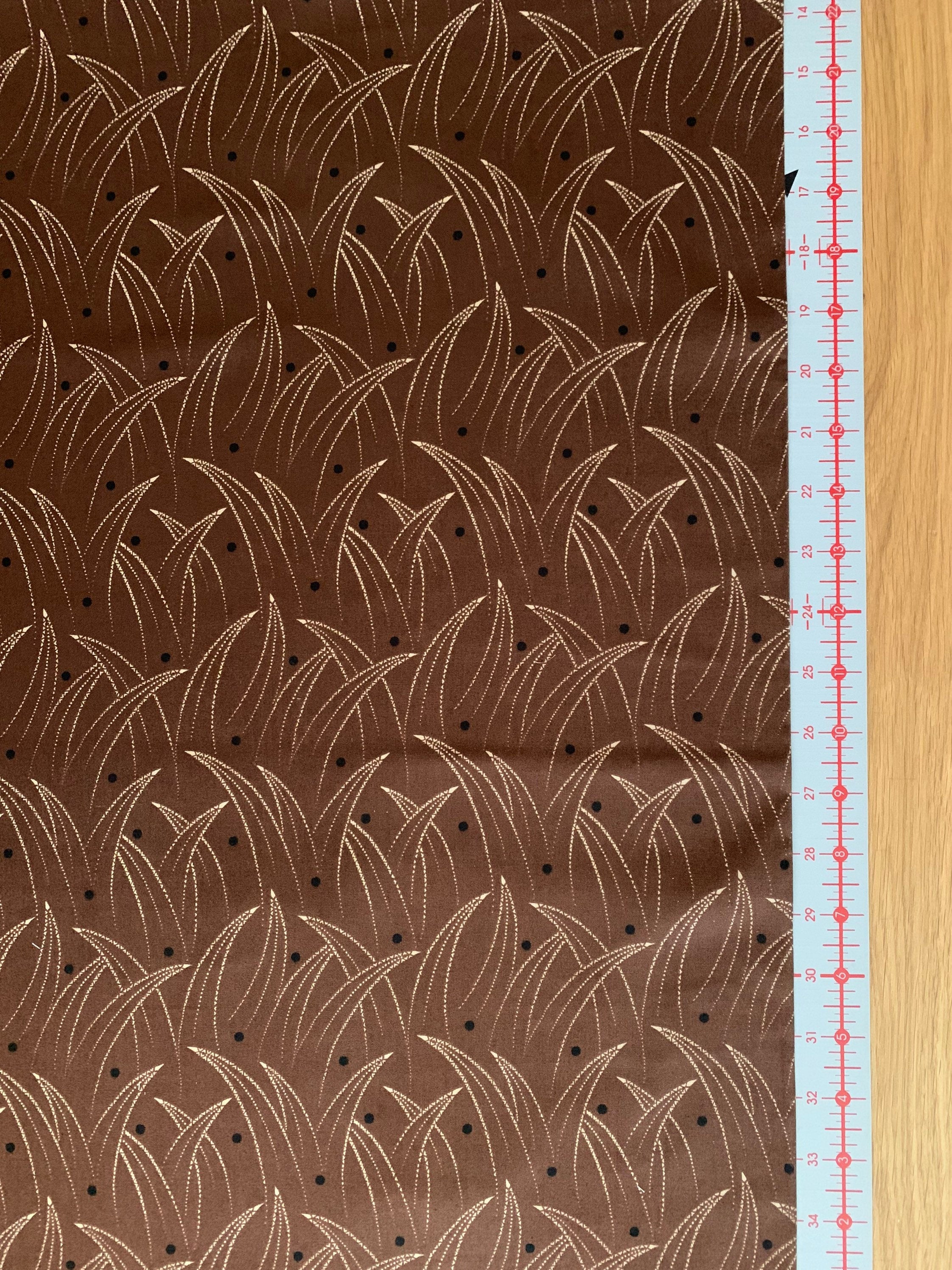 REMNANT Centenary Collection Japanese printed cotton taupe fabric CE10377S-D brown