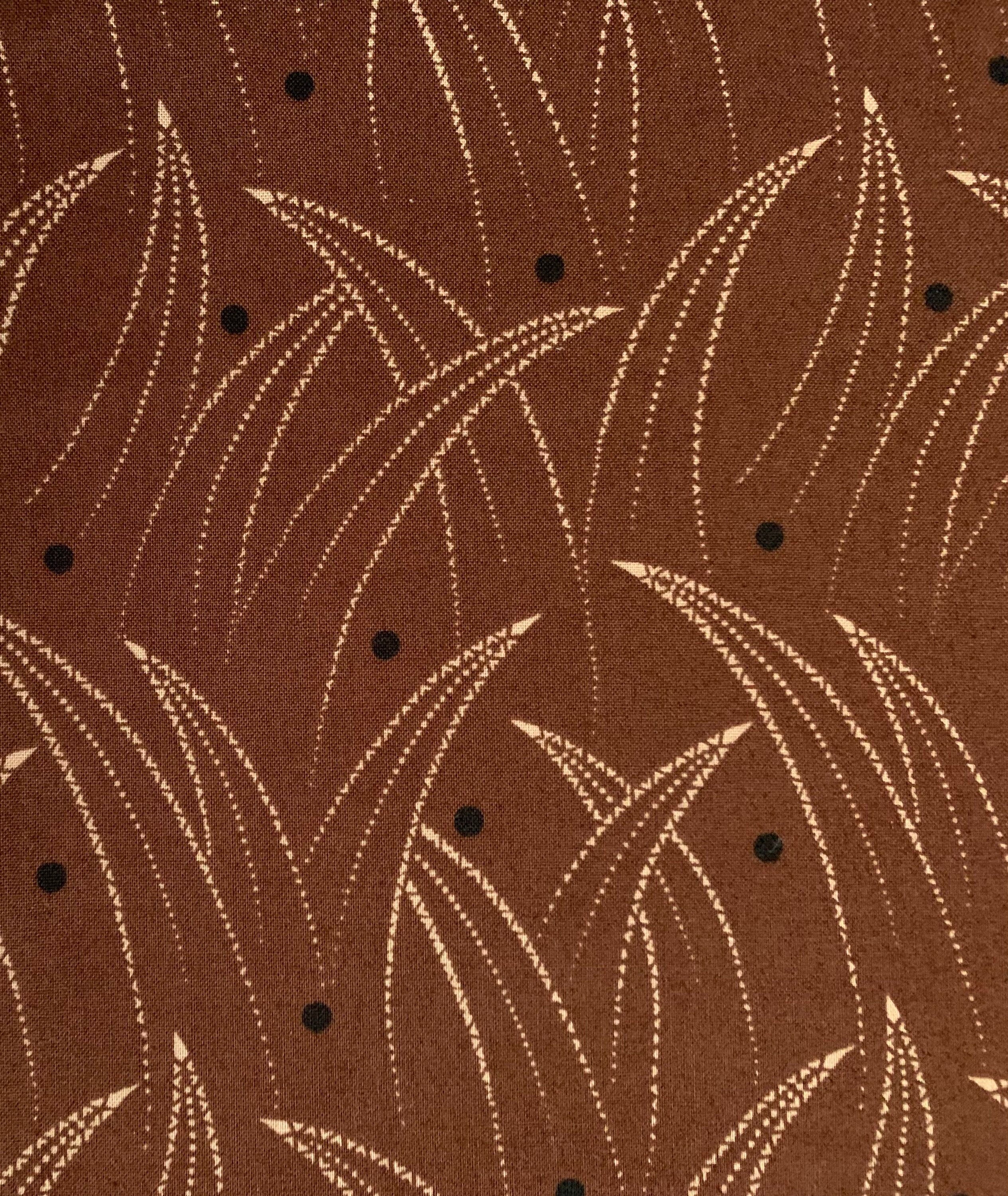 REMNANT Centenary Collection Japanese printed cotton taupe fabric CE10377S-D brown