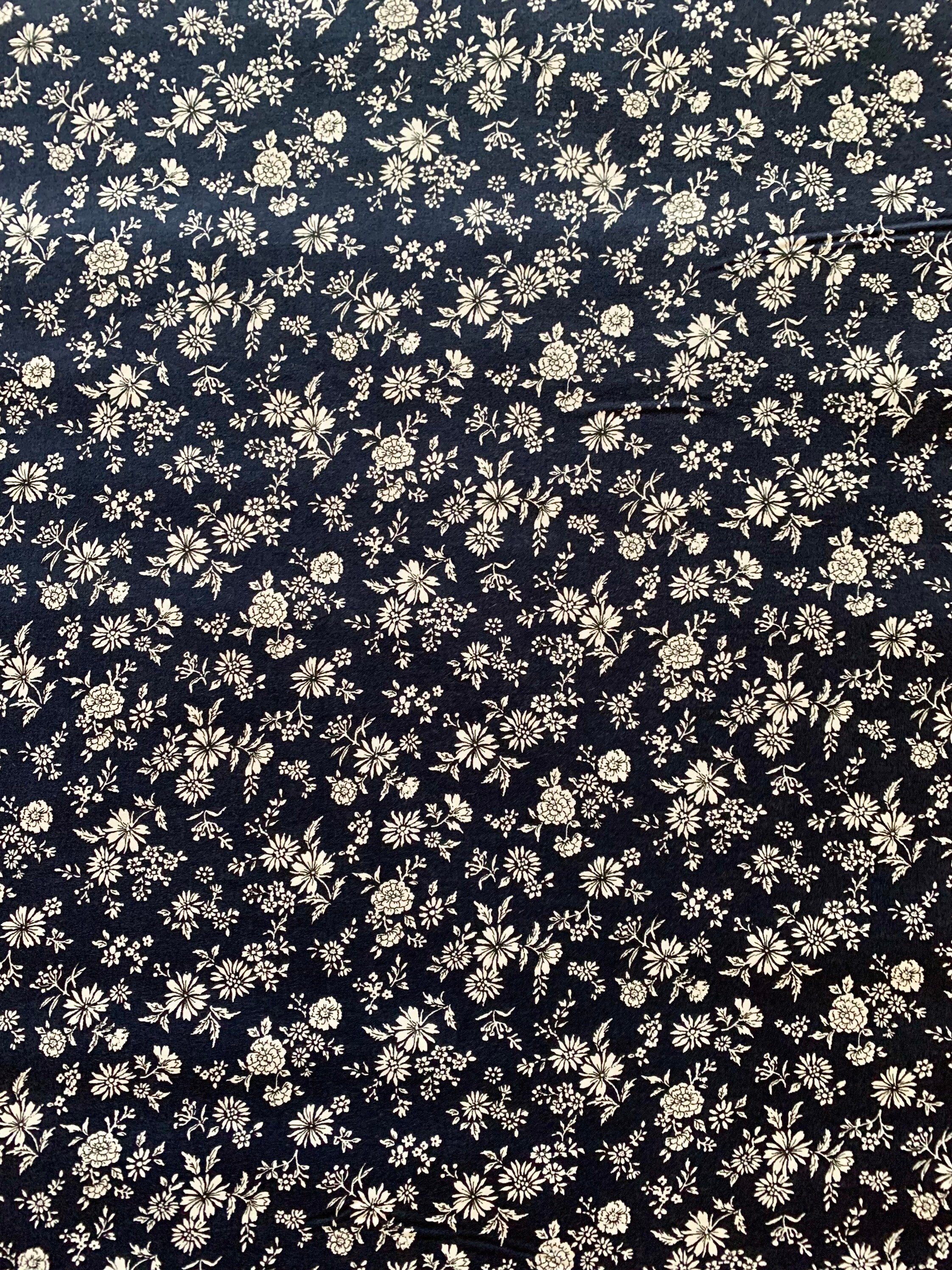 Sevenberry - SALE Petite Floral Cotton Poplin Fabric - Blue