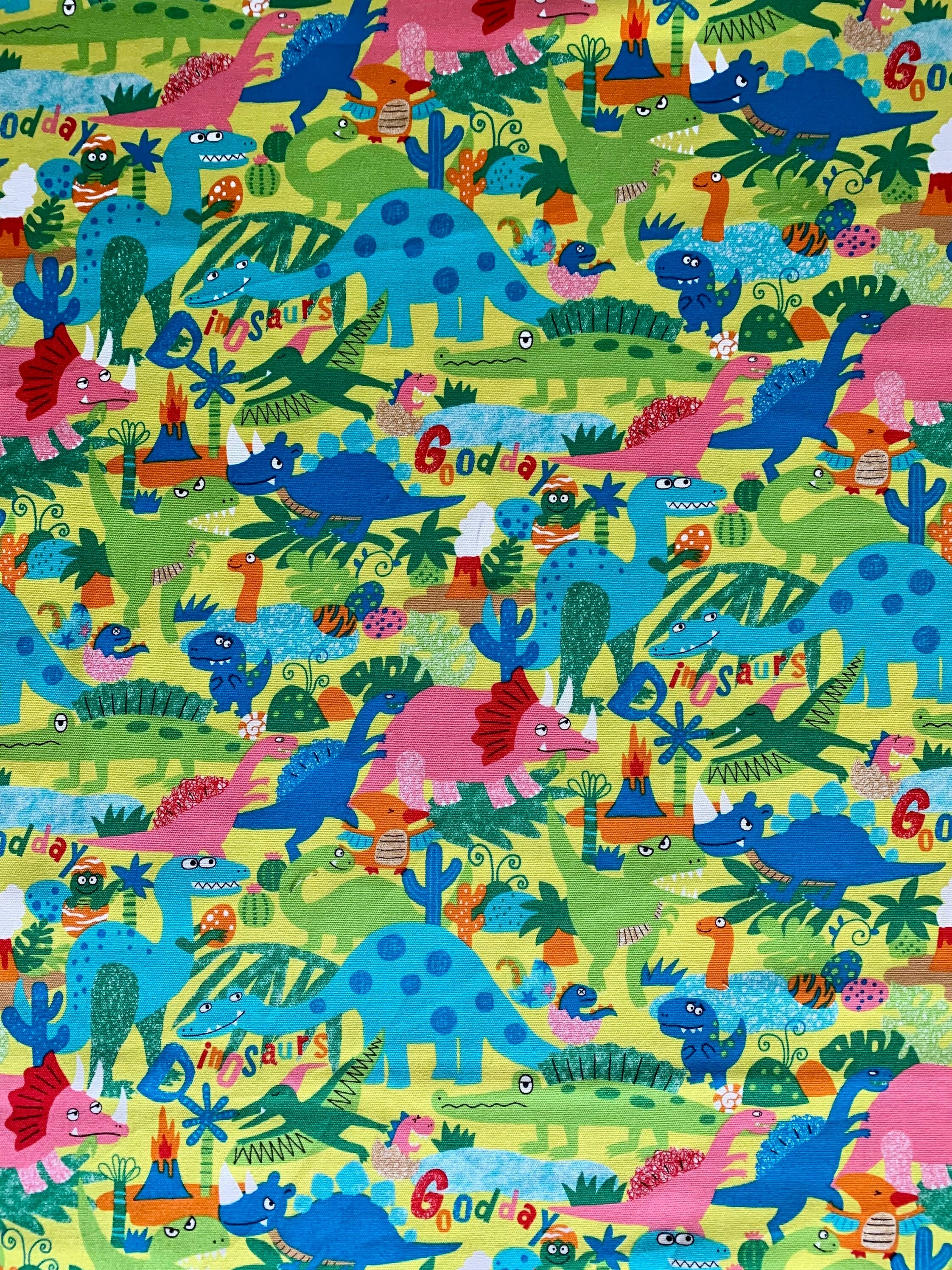 SALE Happy Cloth Dinosaurs Senyo Japanese cotton fabric SK-6300-3B chartreuse